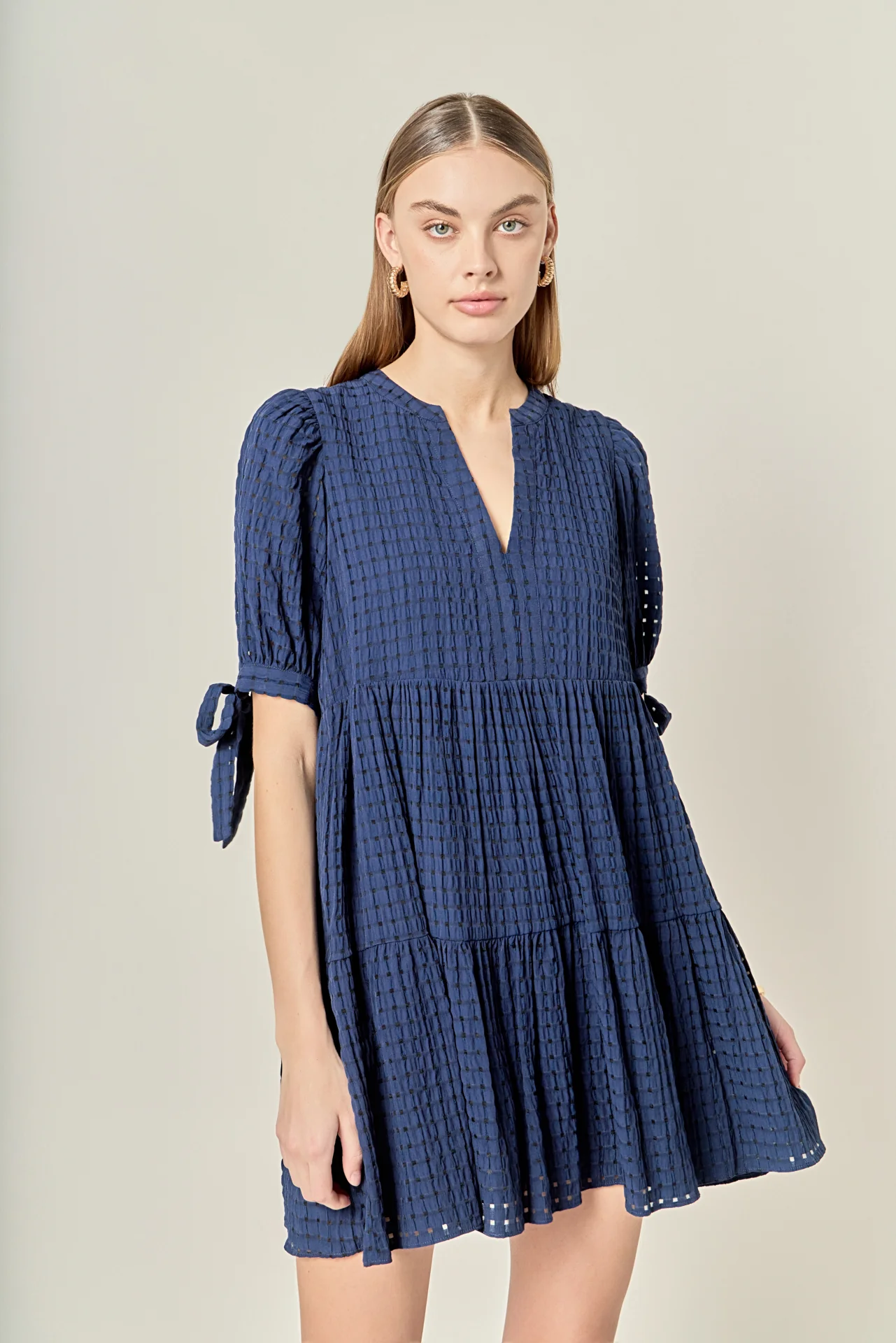 Gingham Tiered Mini Dress - Image 5