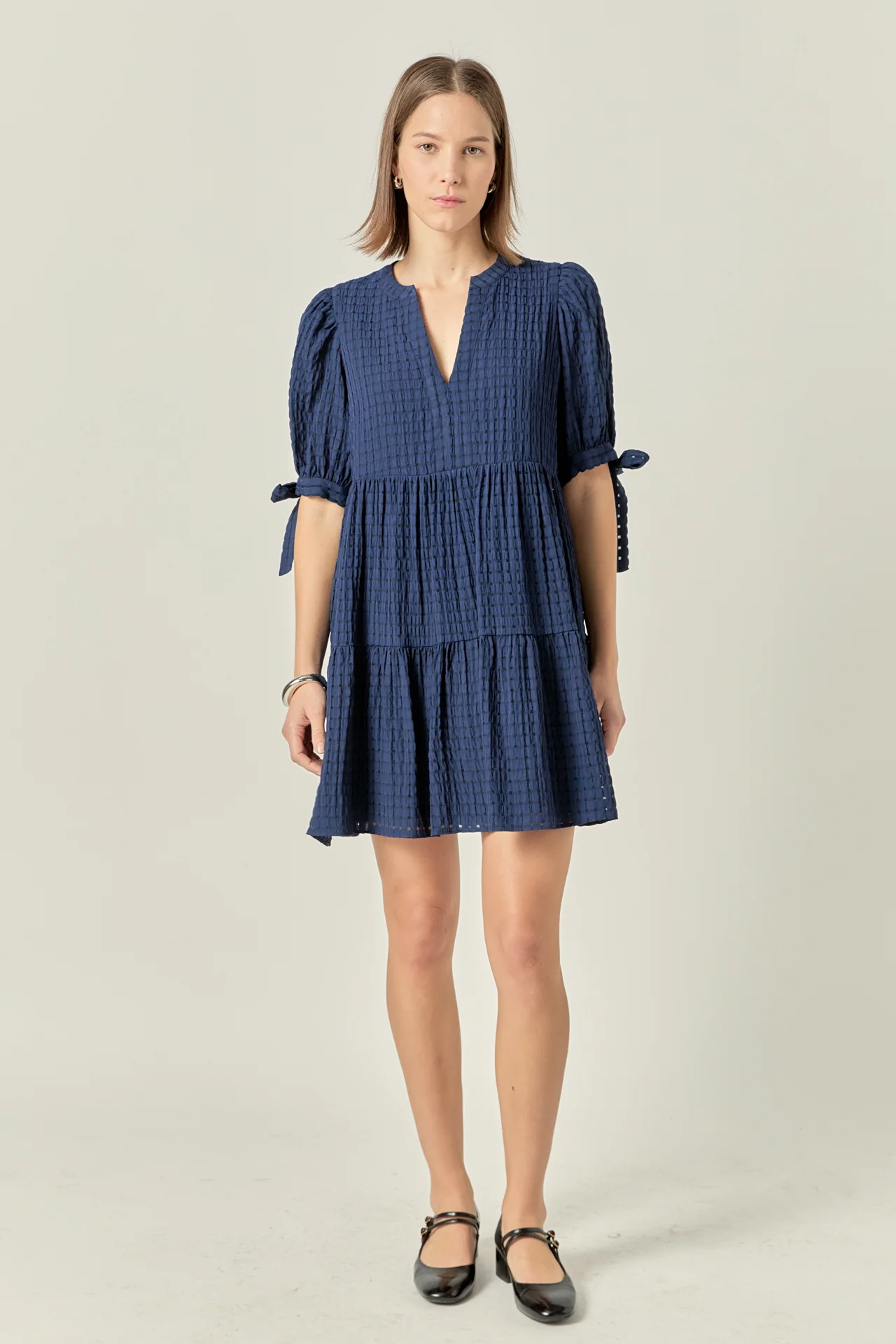 Gingham Tiered Mini Dress - Image 6