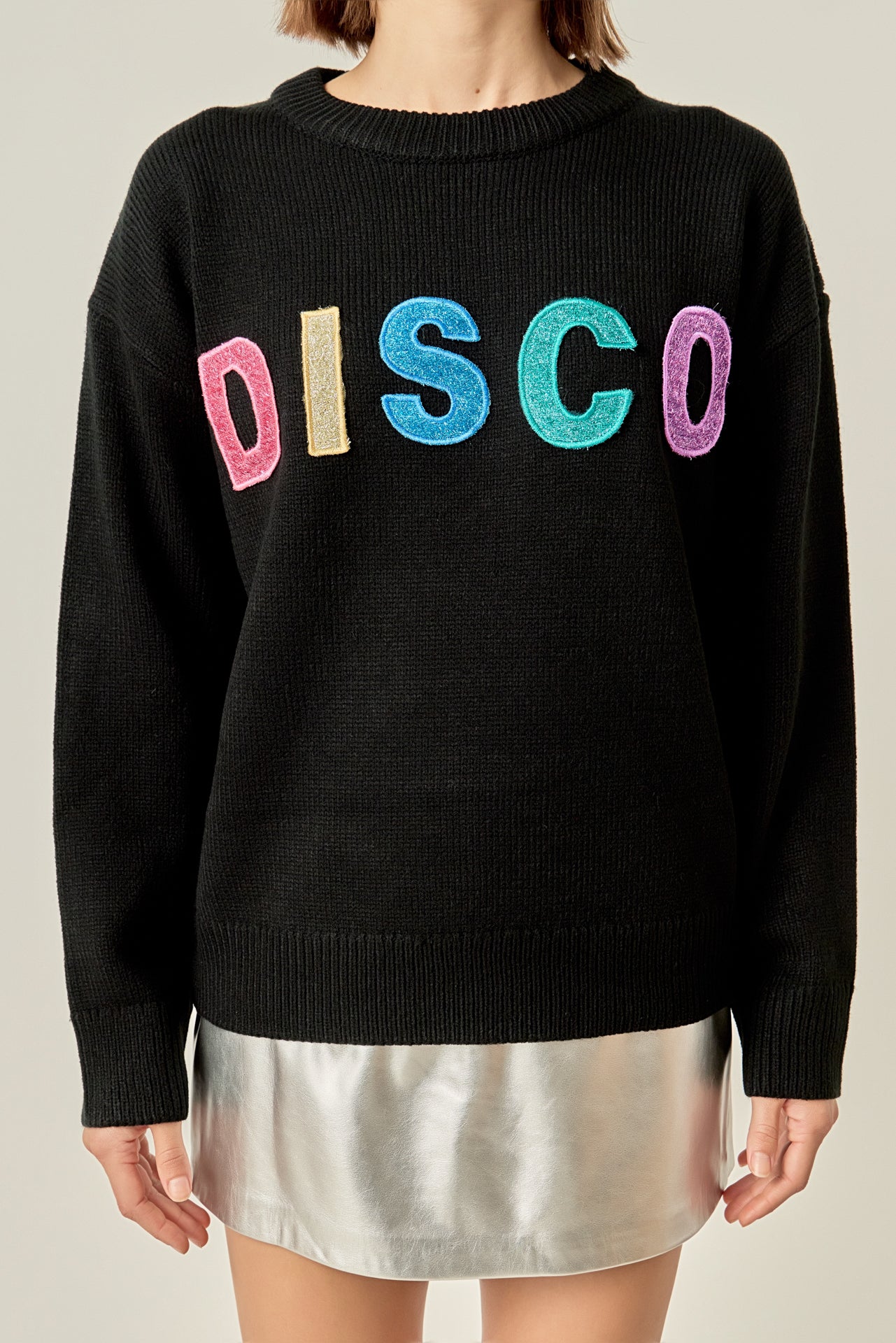 Disco Glitter Lettering Sweater - Image 2