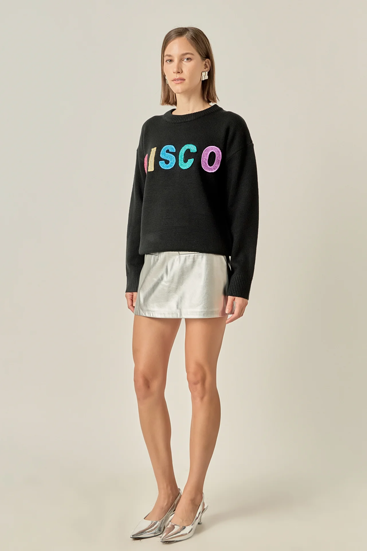 Disco Glitter Lettering Sweater - Image 3
