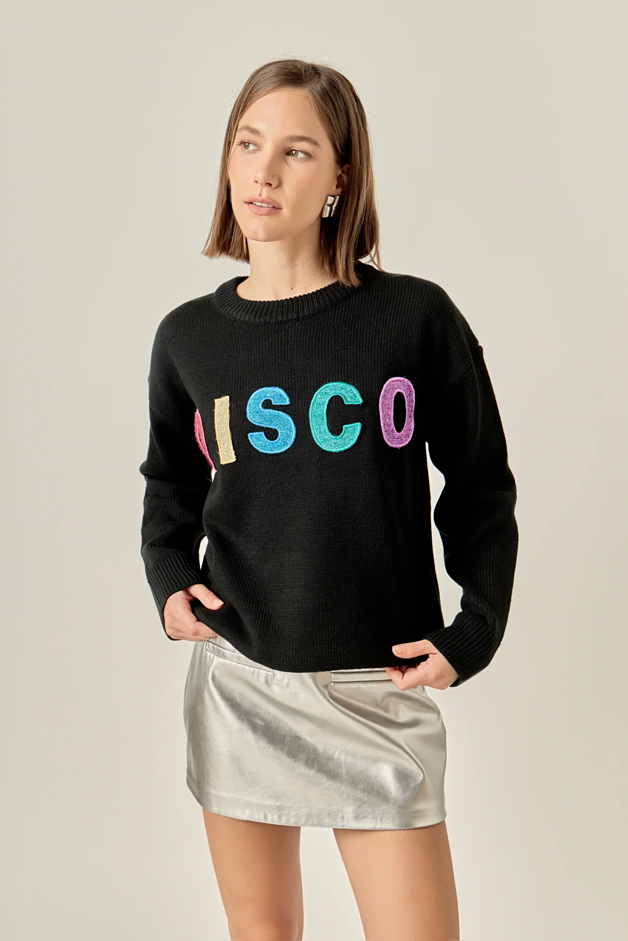 Disco Glitter Lettering Sweater - Image 5
