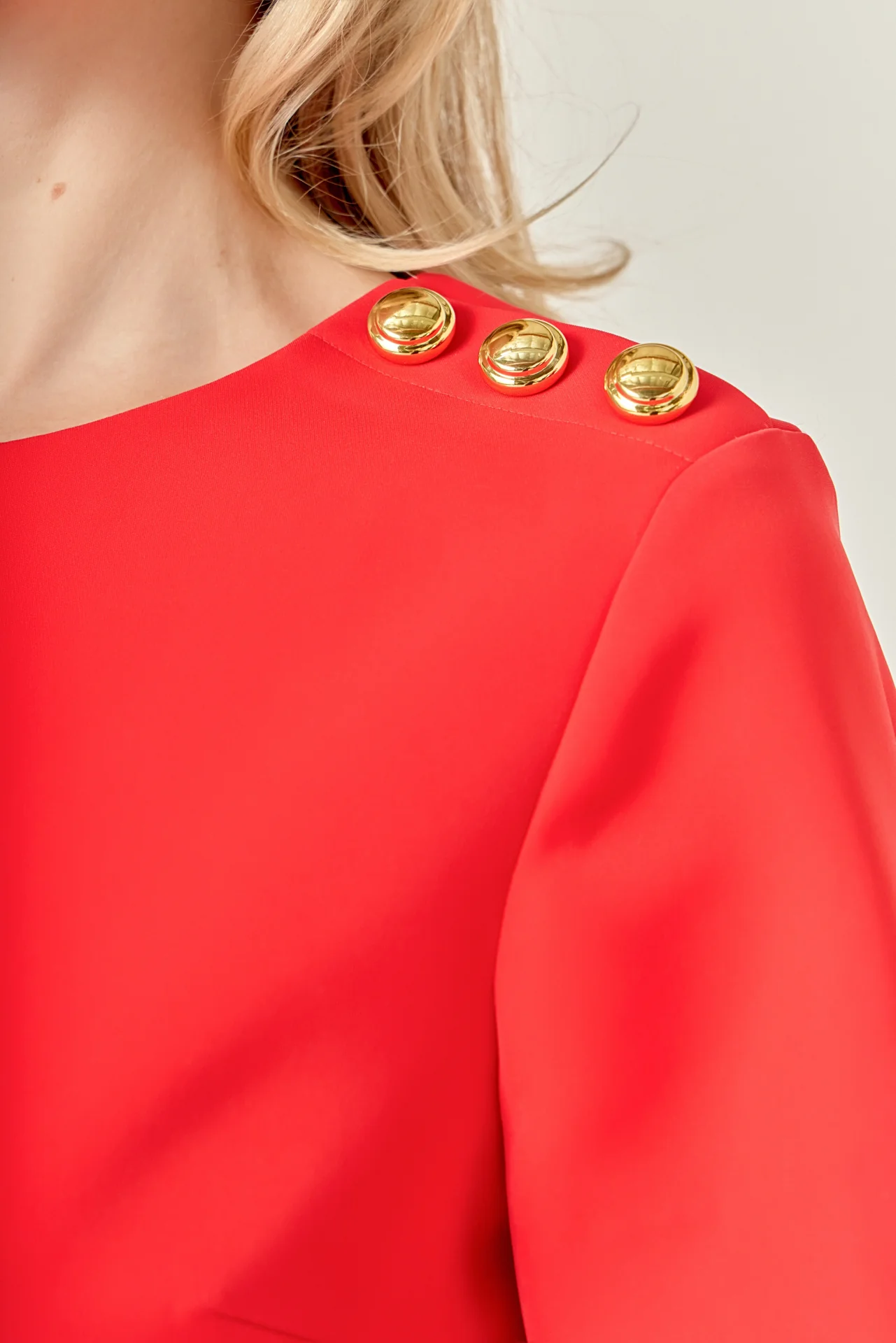 Gold Button Pointed Mini Dress - Image 7