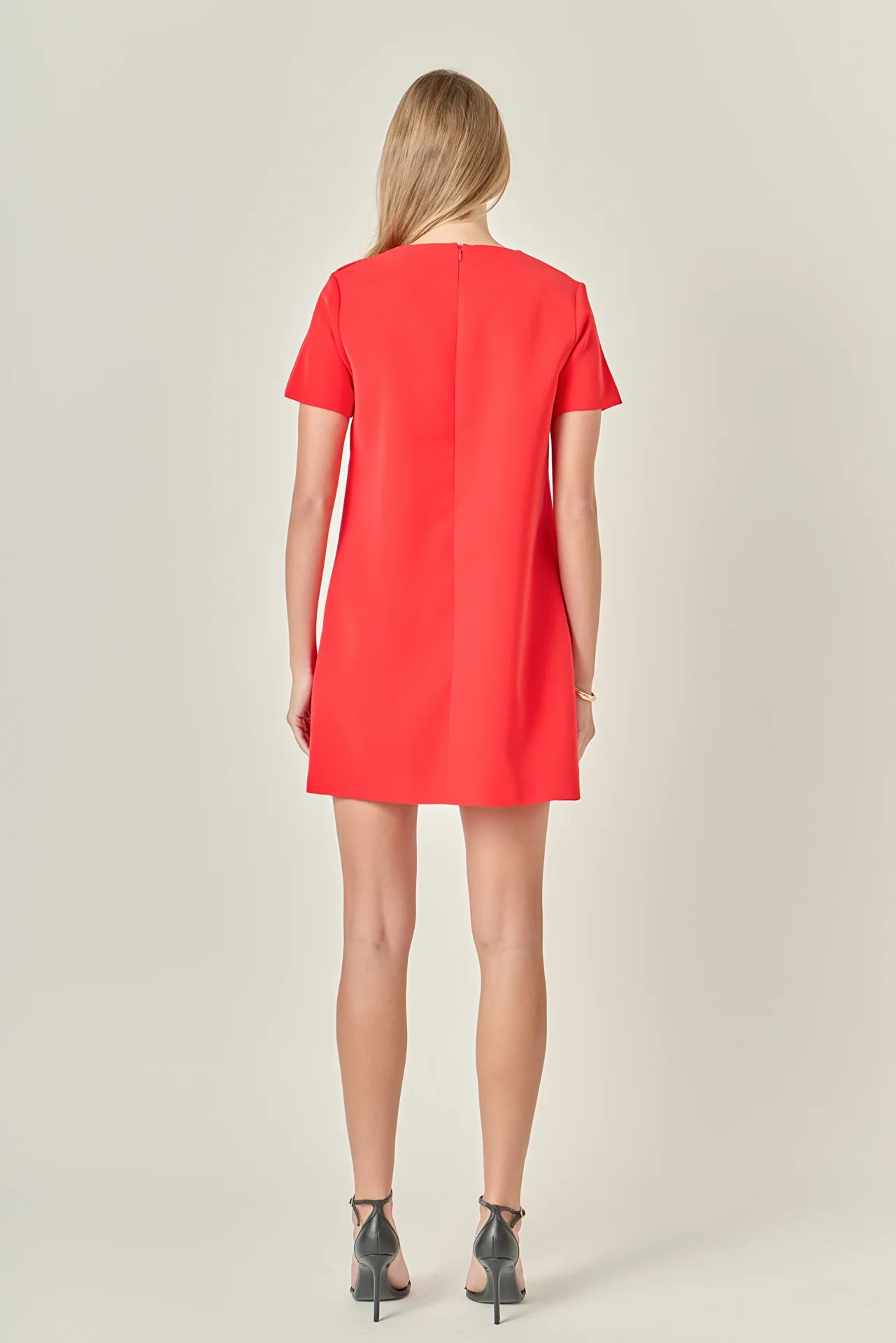 Gold Button Pointed Mini Dress - Image 9