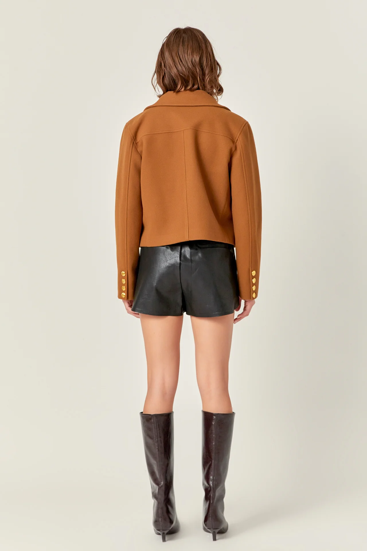 Gold Button Pointed Wool Jacket - Image 4