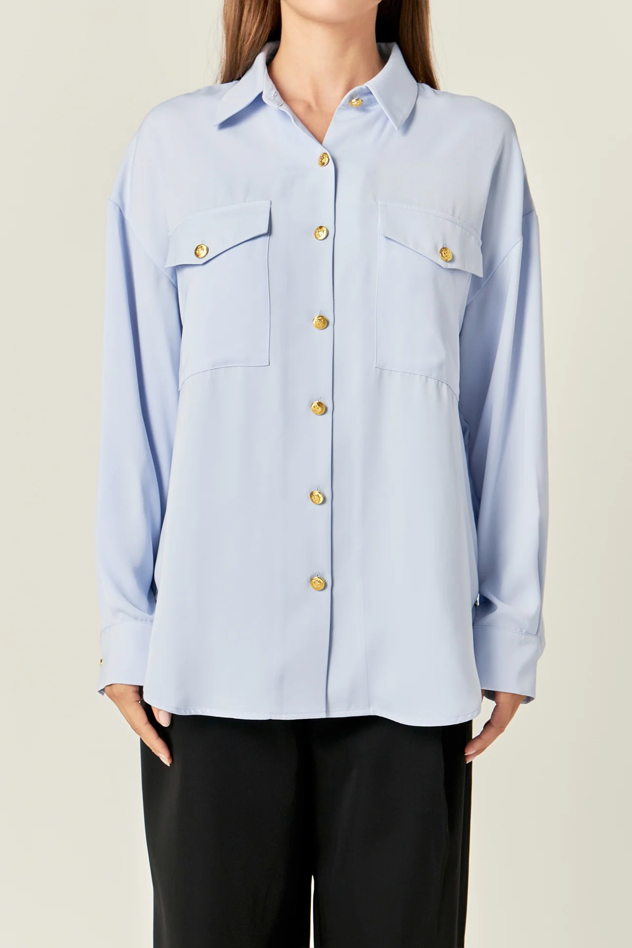 Gold Button Shirt Blouse - Image 2