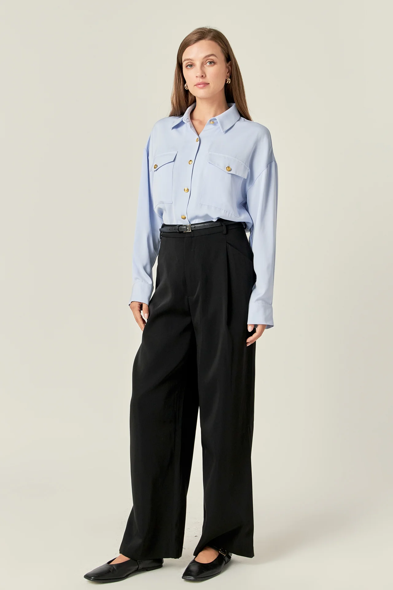 Gold Button Shirt Blouse - Image 3