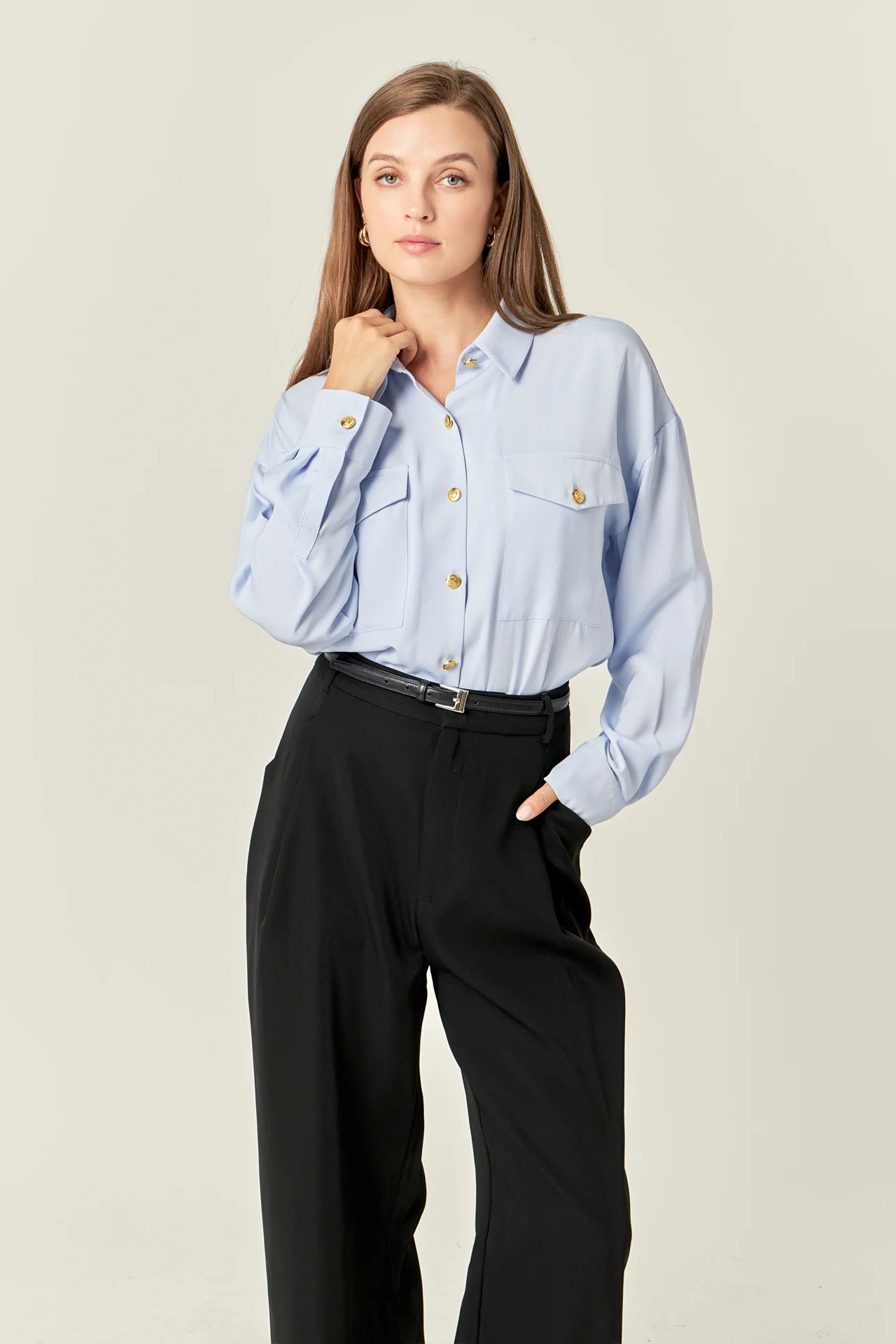 Gold Button Shirt Blouse - Image 5