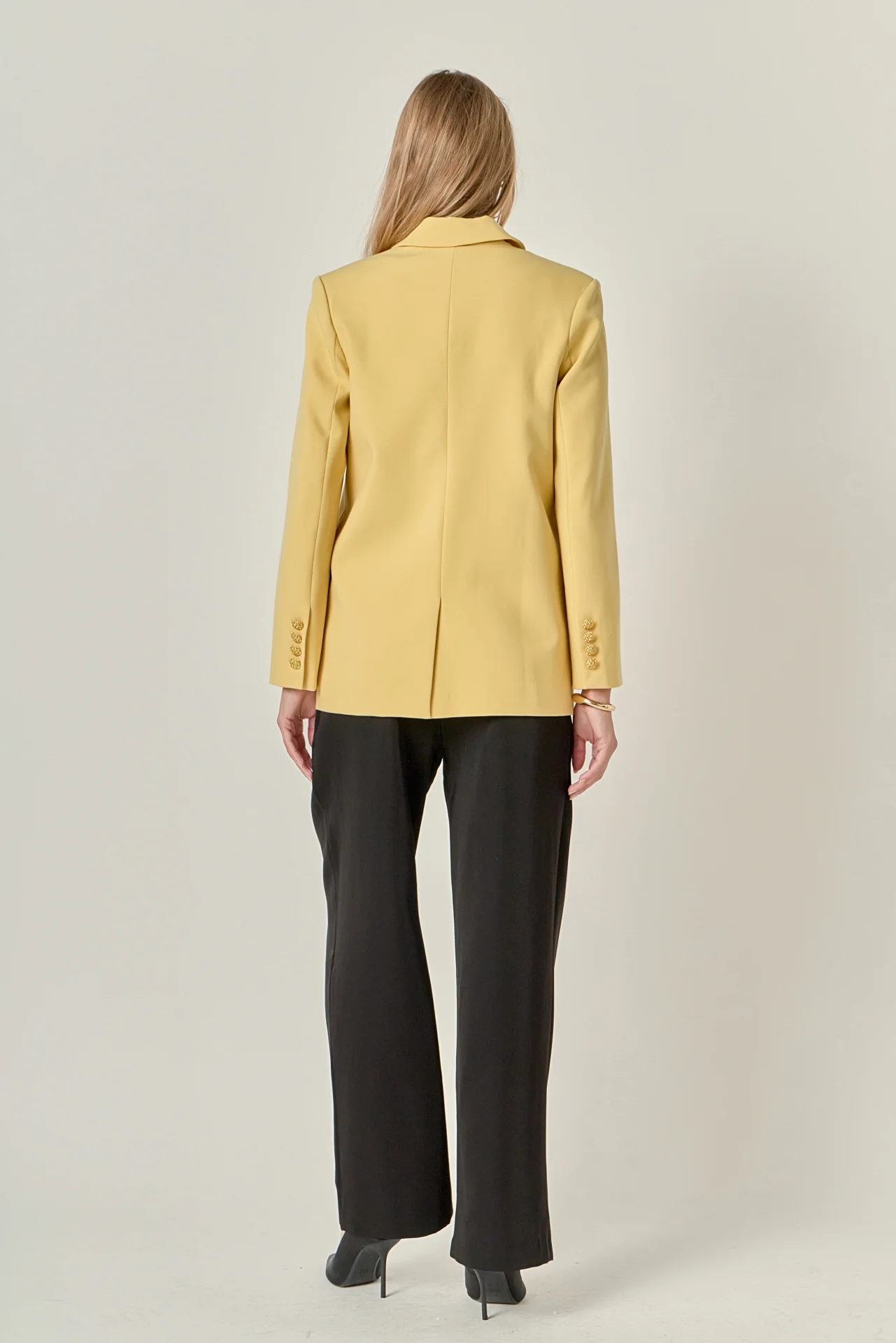 Gold Buttoned Structured Blazer - Image 4