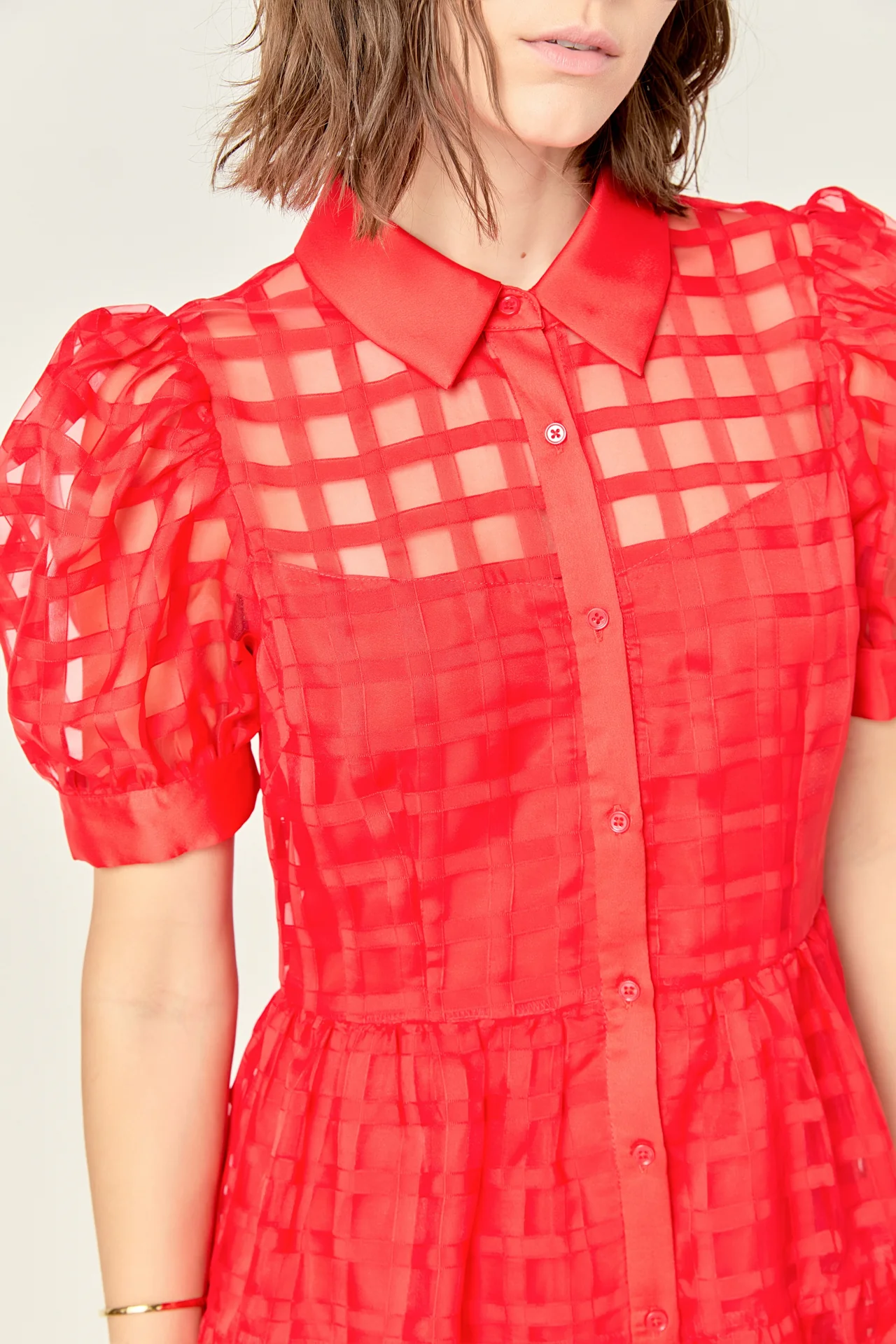 Gridded Organza Tiered Maxi Dress - Image 54