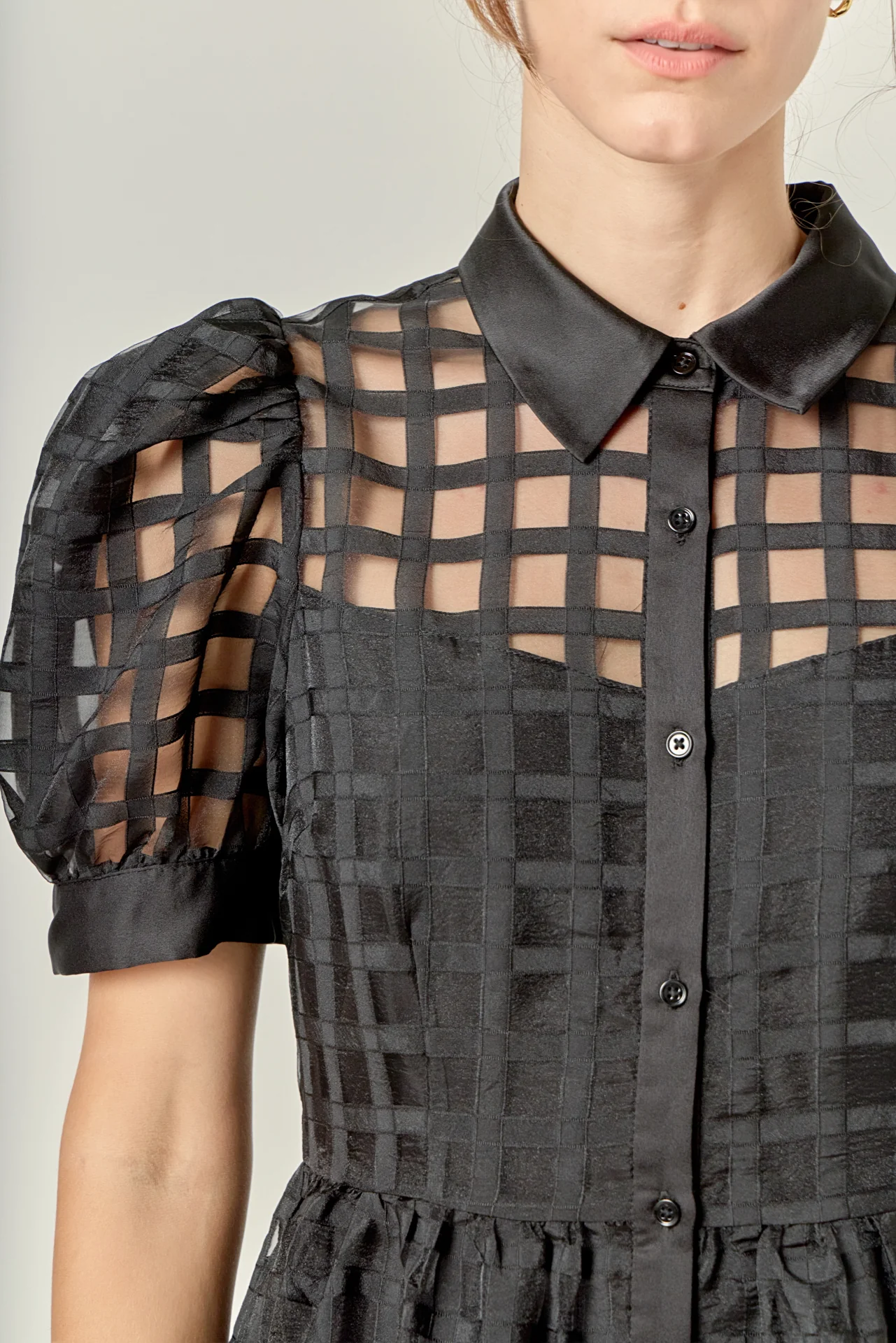 Gridded Organza Tiered Maxi Dress - Image 64