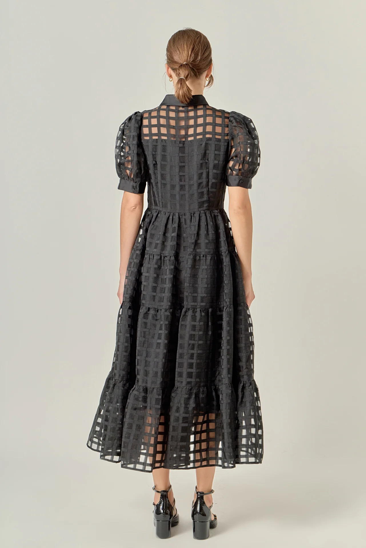 Gridded Organza Tiered Maxi Dress - Image 66