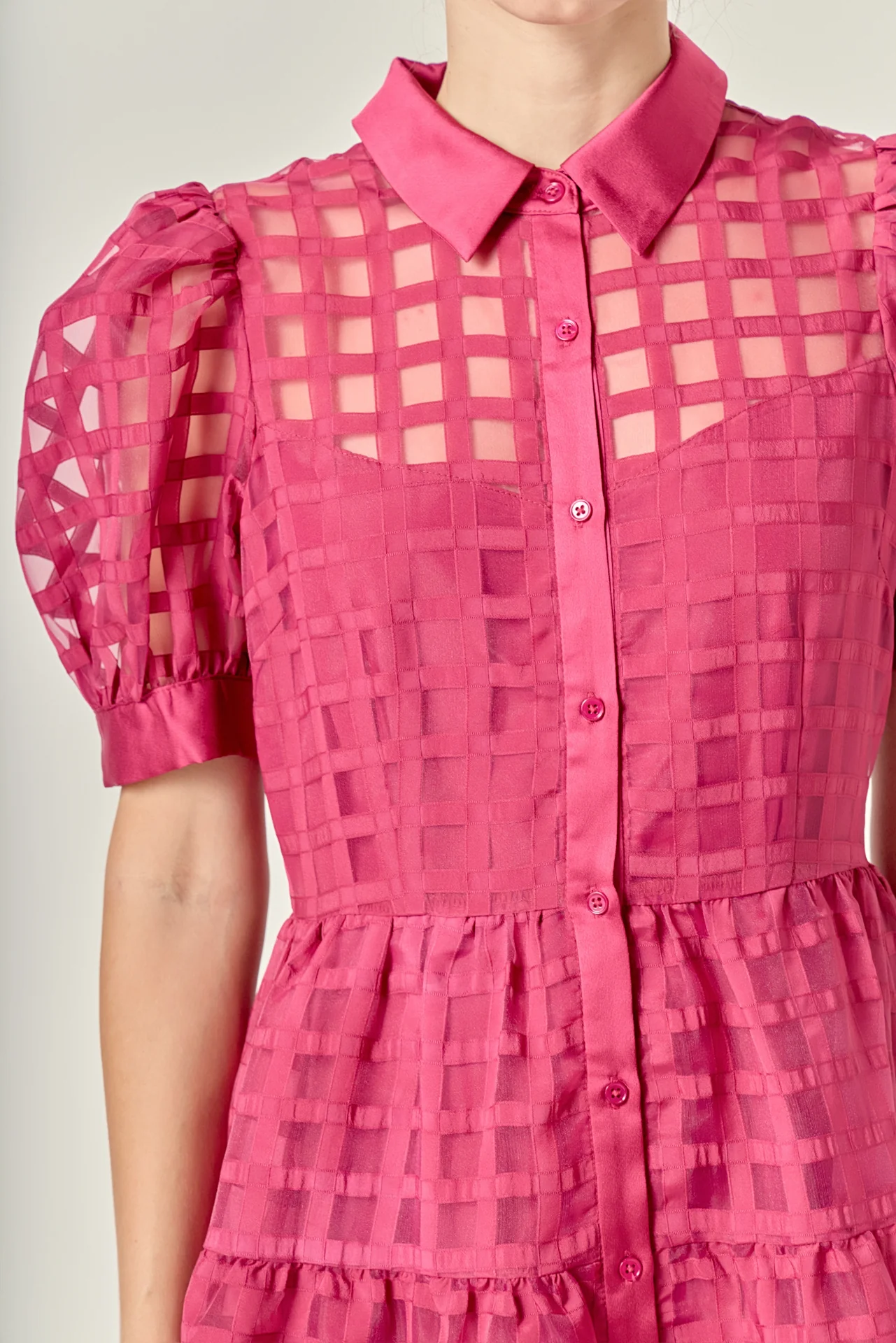 Gridded Organza Tiered Maxi Dress - Image 69
