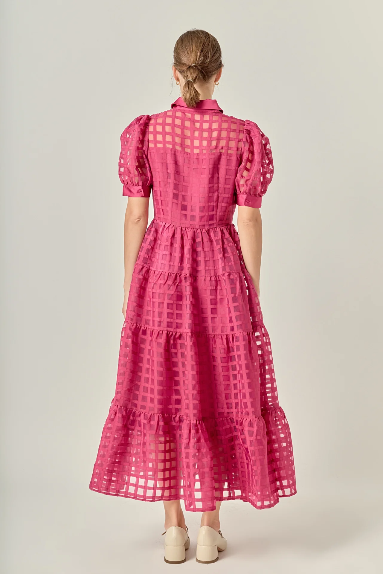 Gridded Organza Tiered Maxi Dress - Image 71