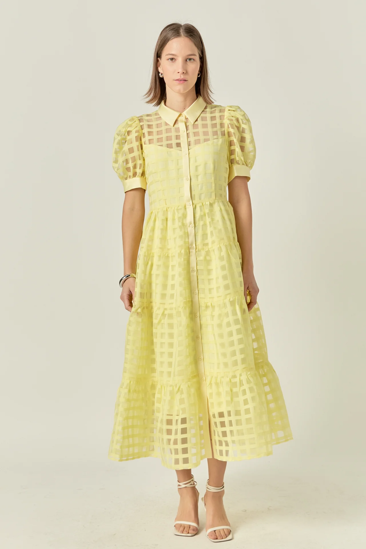 Gridded Organza Tiered Maxi Dress - Image 78