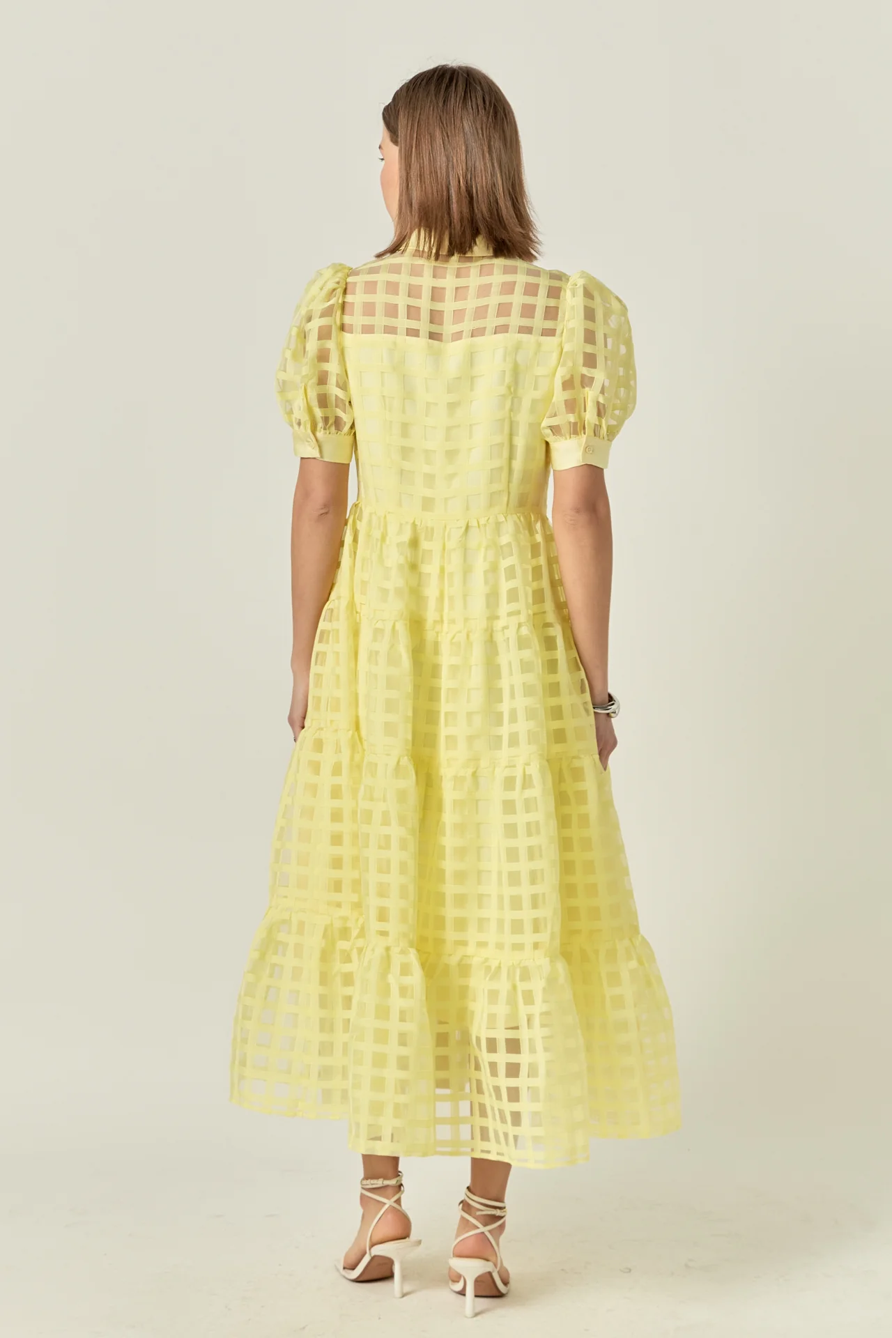 Gridded Organza Tiered Maxi Dress - Image 81
