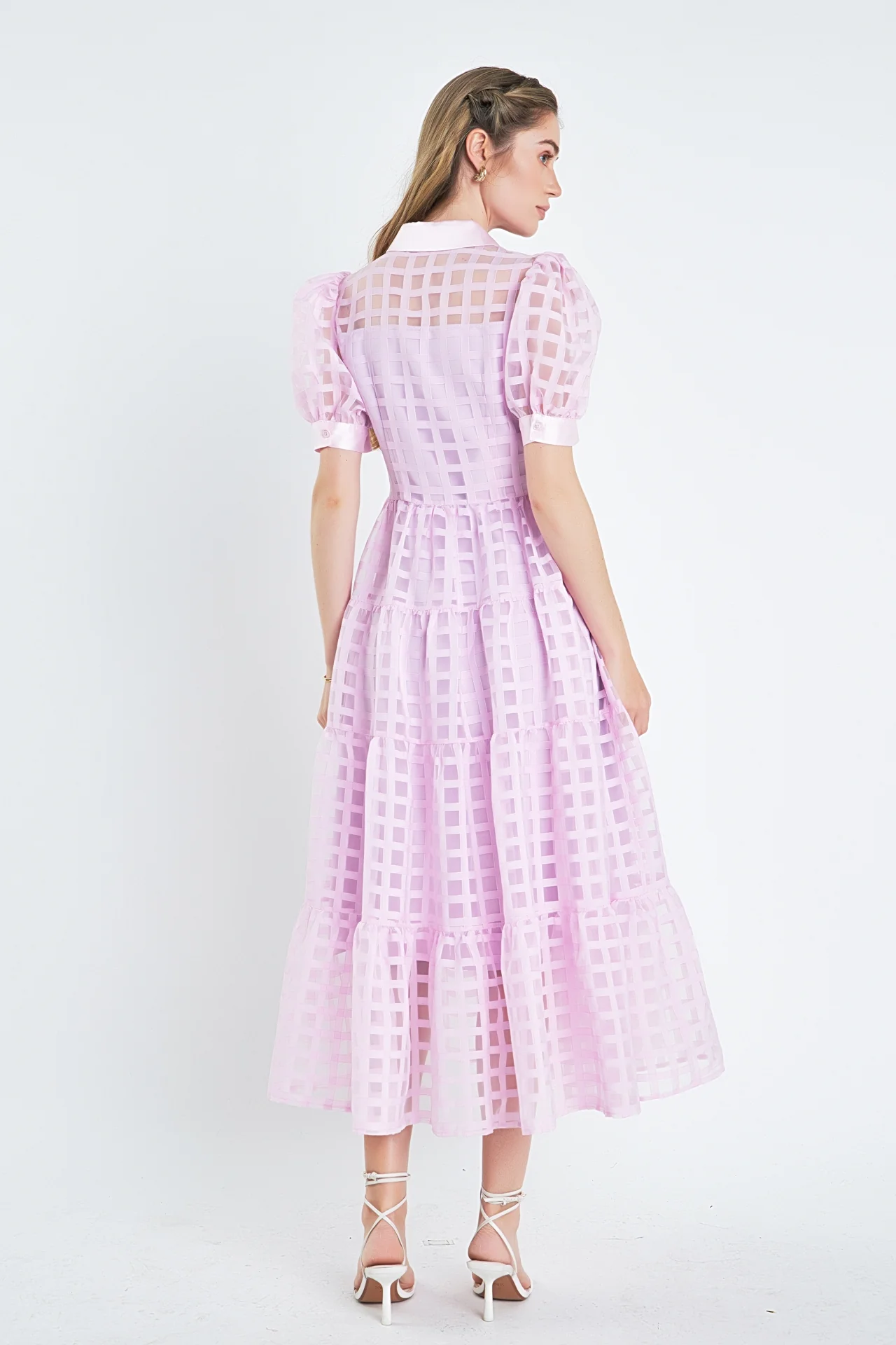 Gridded Organza Tiered Maxi Dress - Image 96
