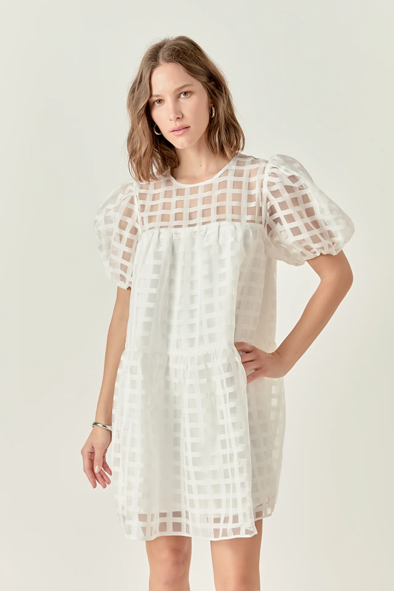 Gridded Organza Mini Dress - Image 10