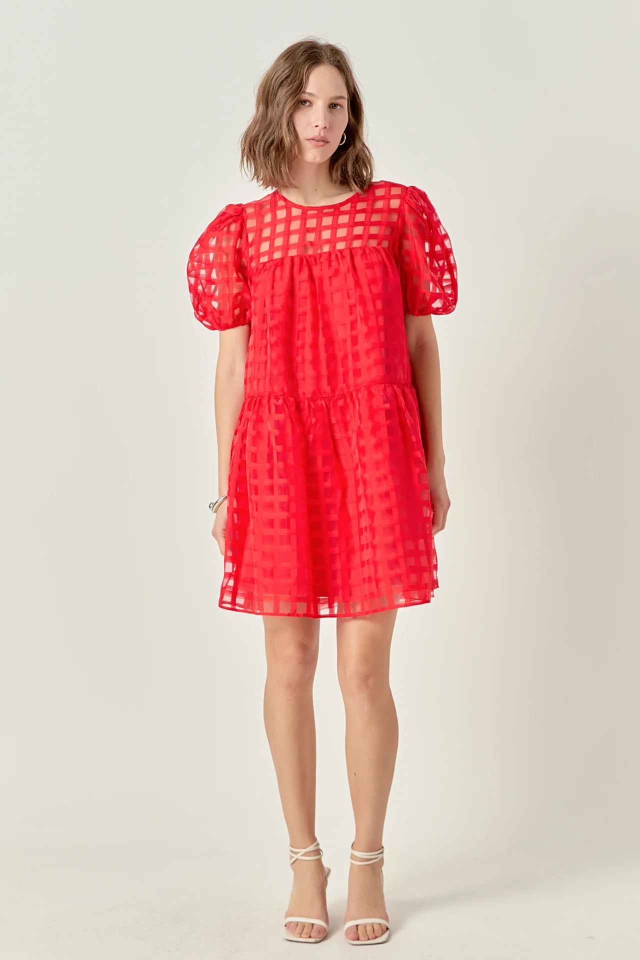 Gridded Organza Mini Dress - Image 11