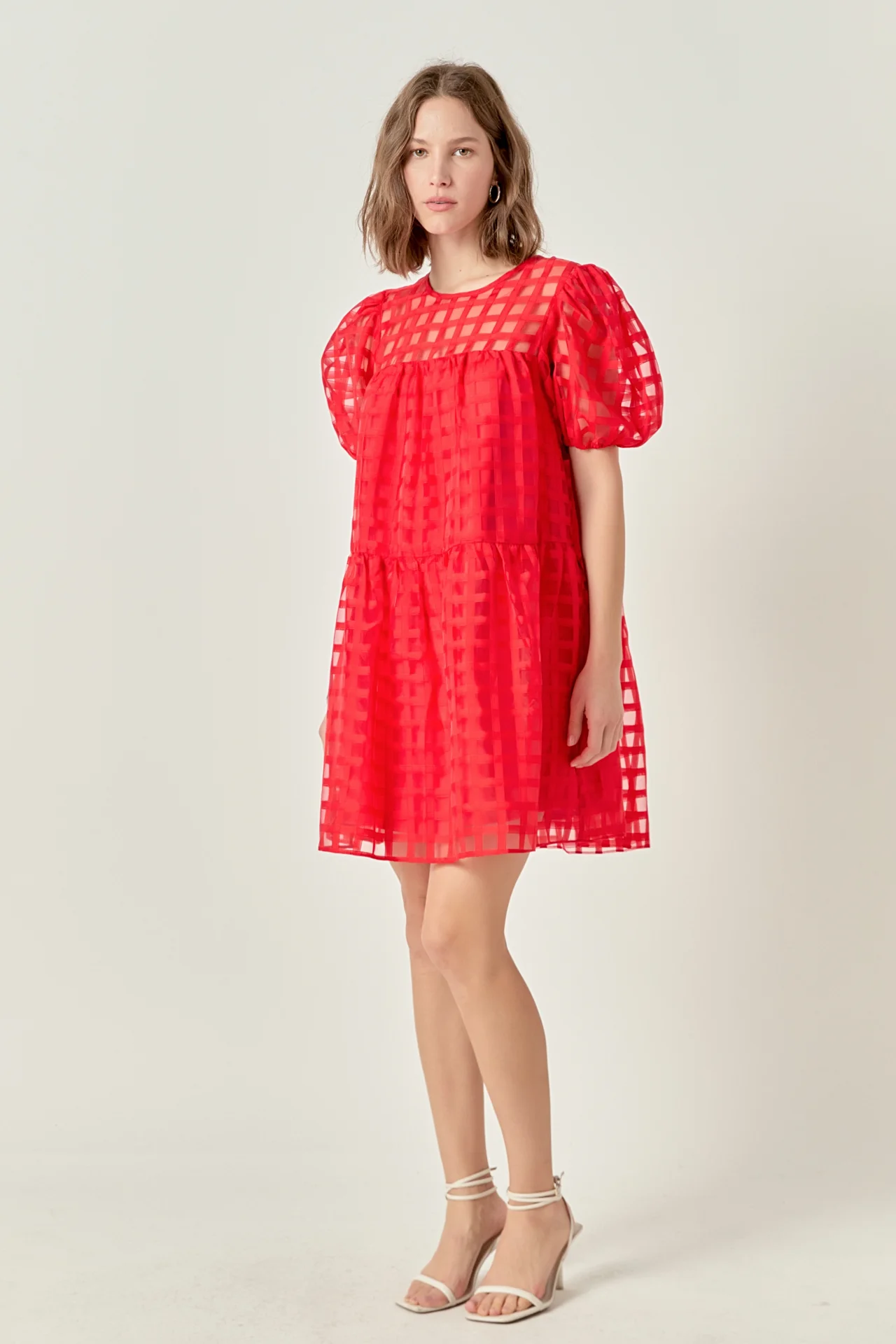 Gridded Organza Mini Dress - Image 13
