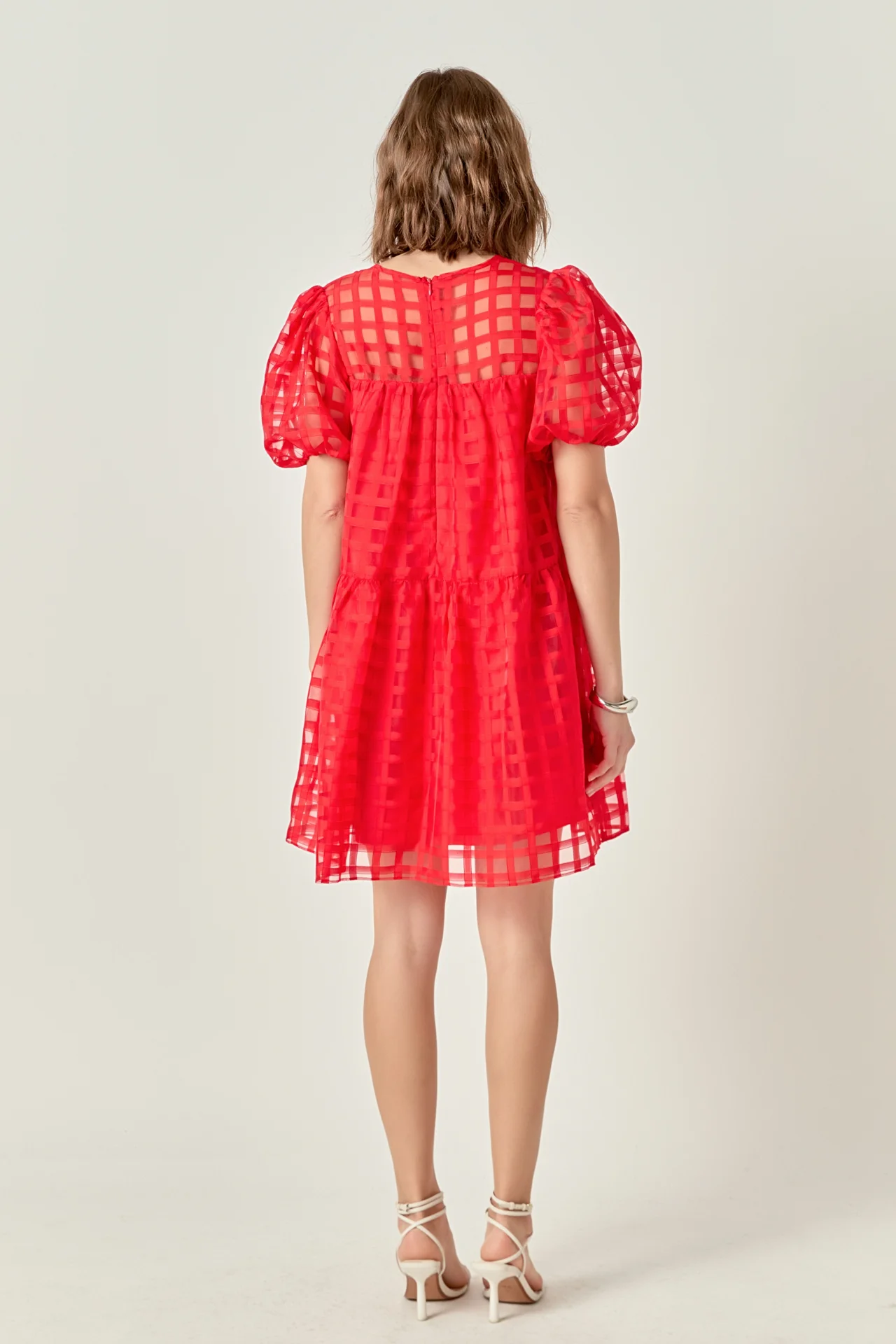 Gridded Organza Mini Dress - Image 14