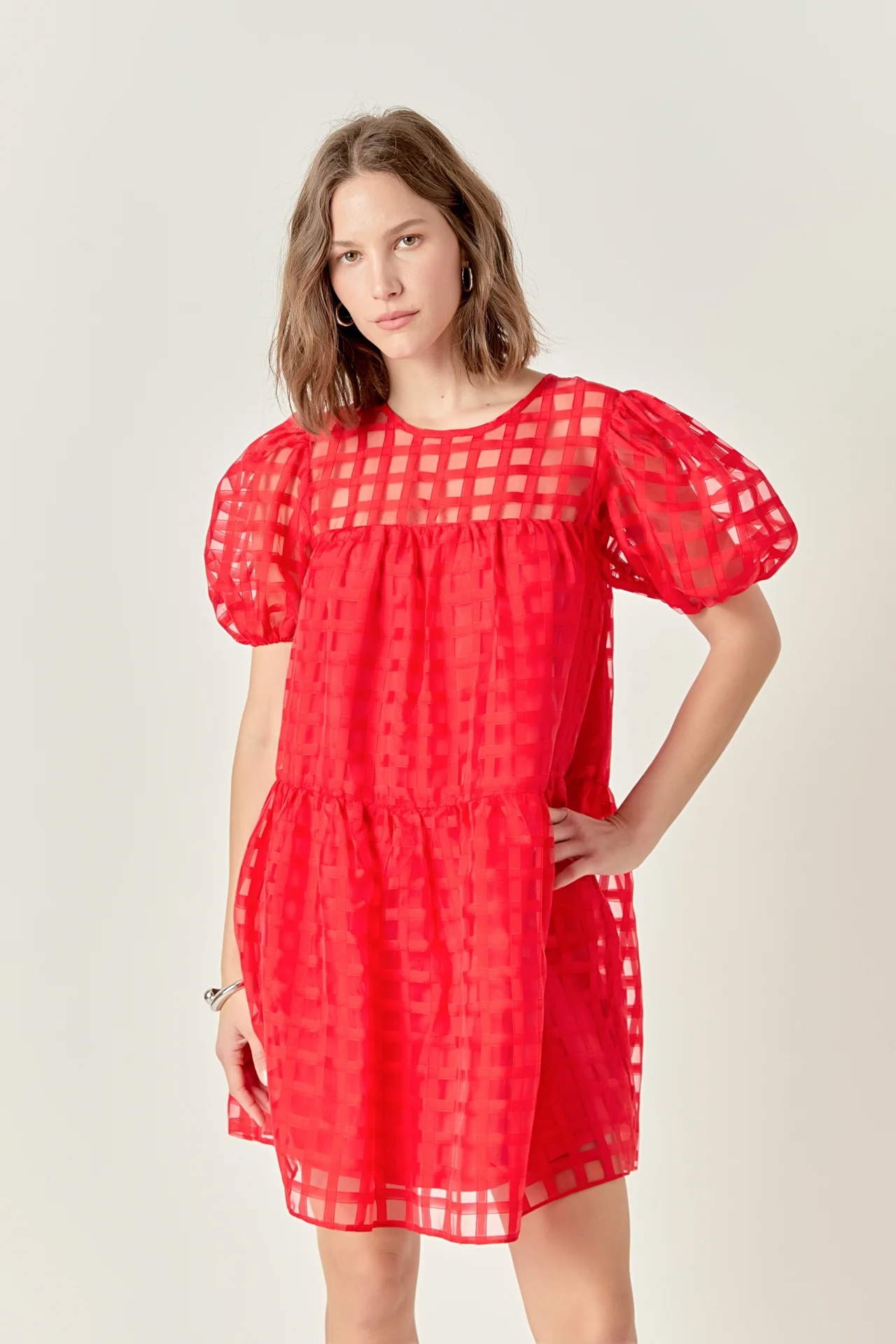 Gridded Organza Mini Dress - Image 15