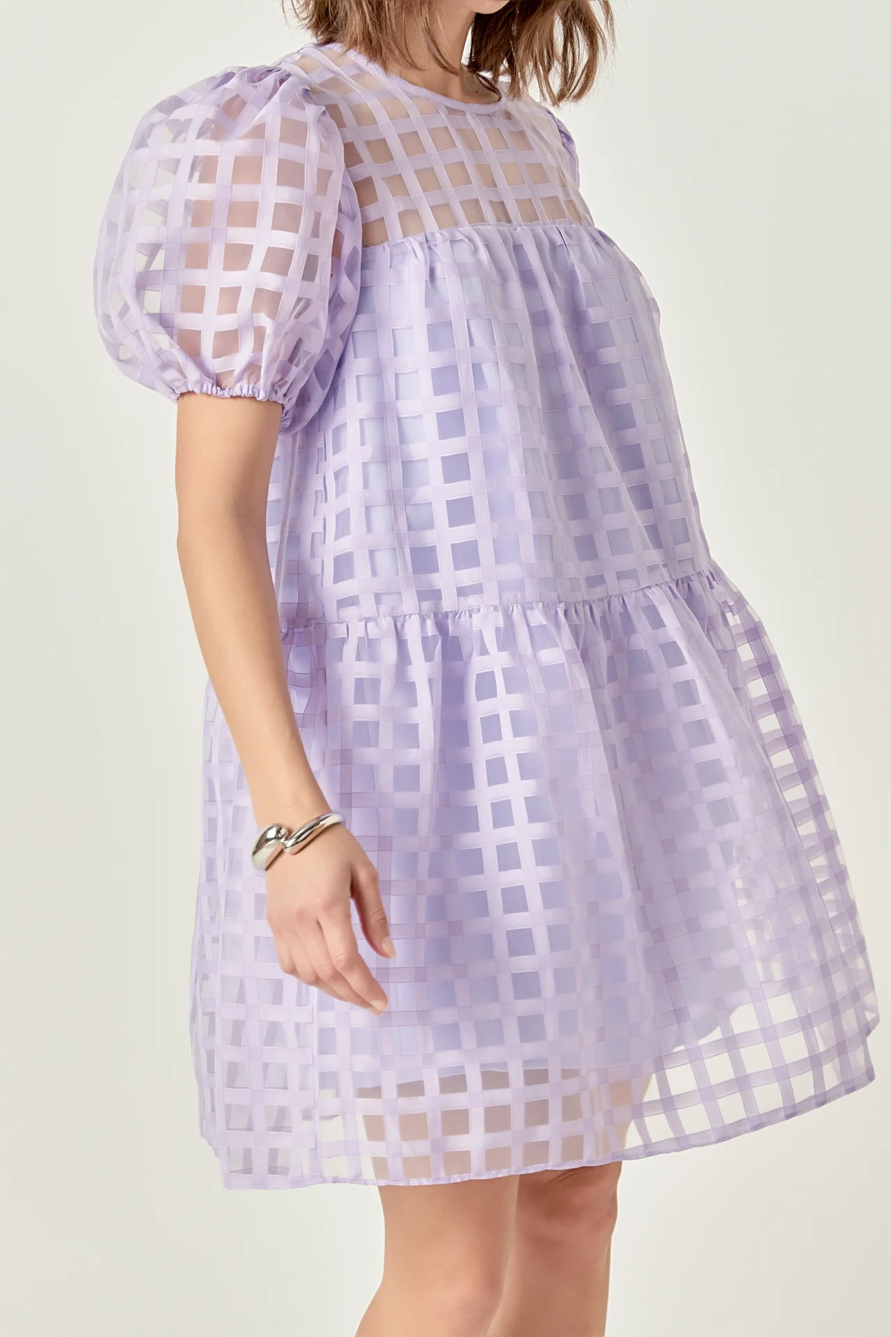 Gridded Organza Mini Dress - Image 17