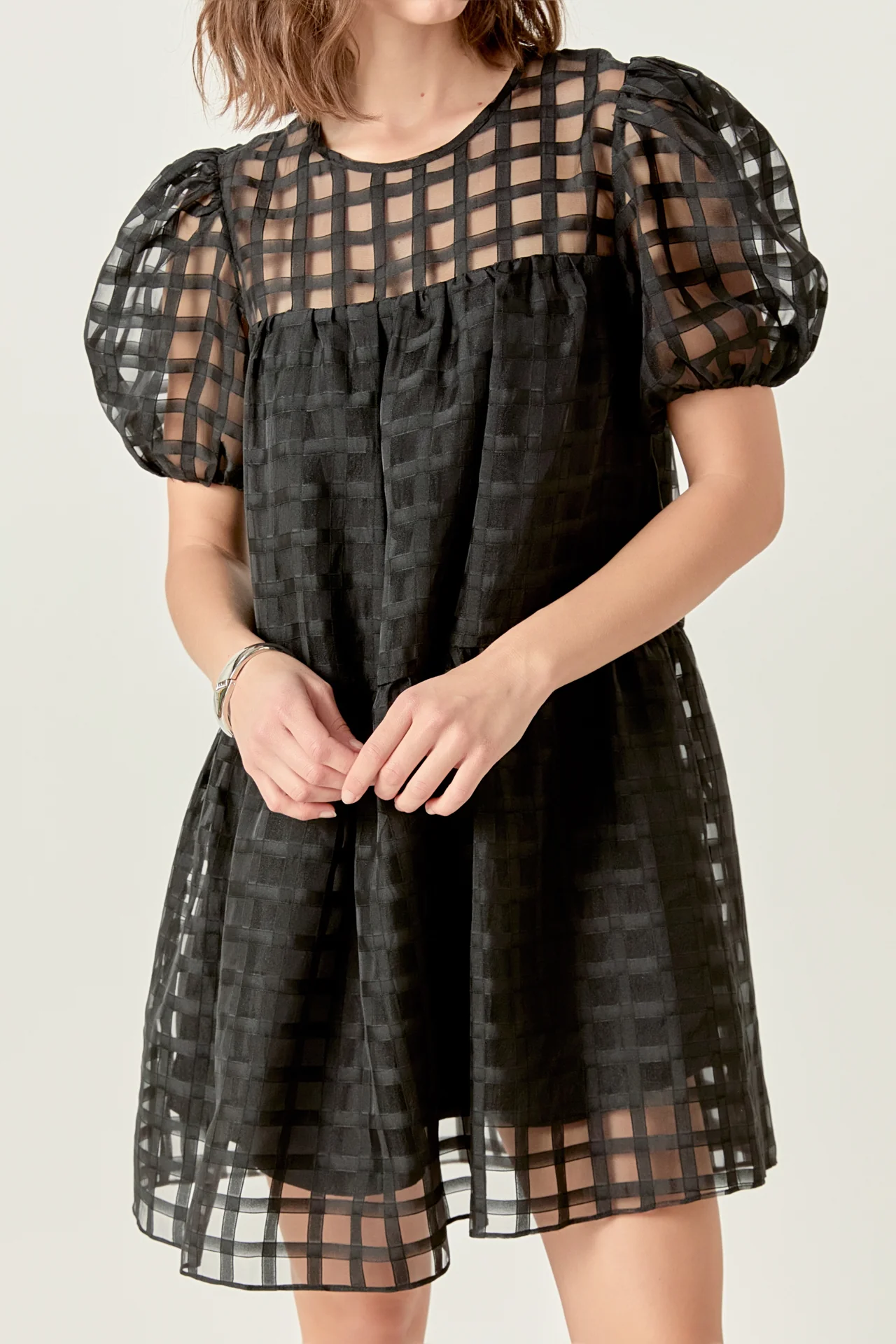 Gridded Organza Mini Dress - Image 2