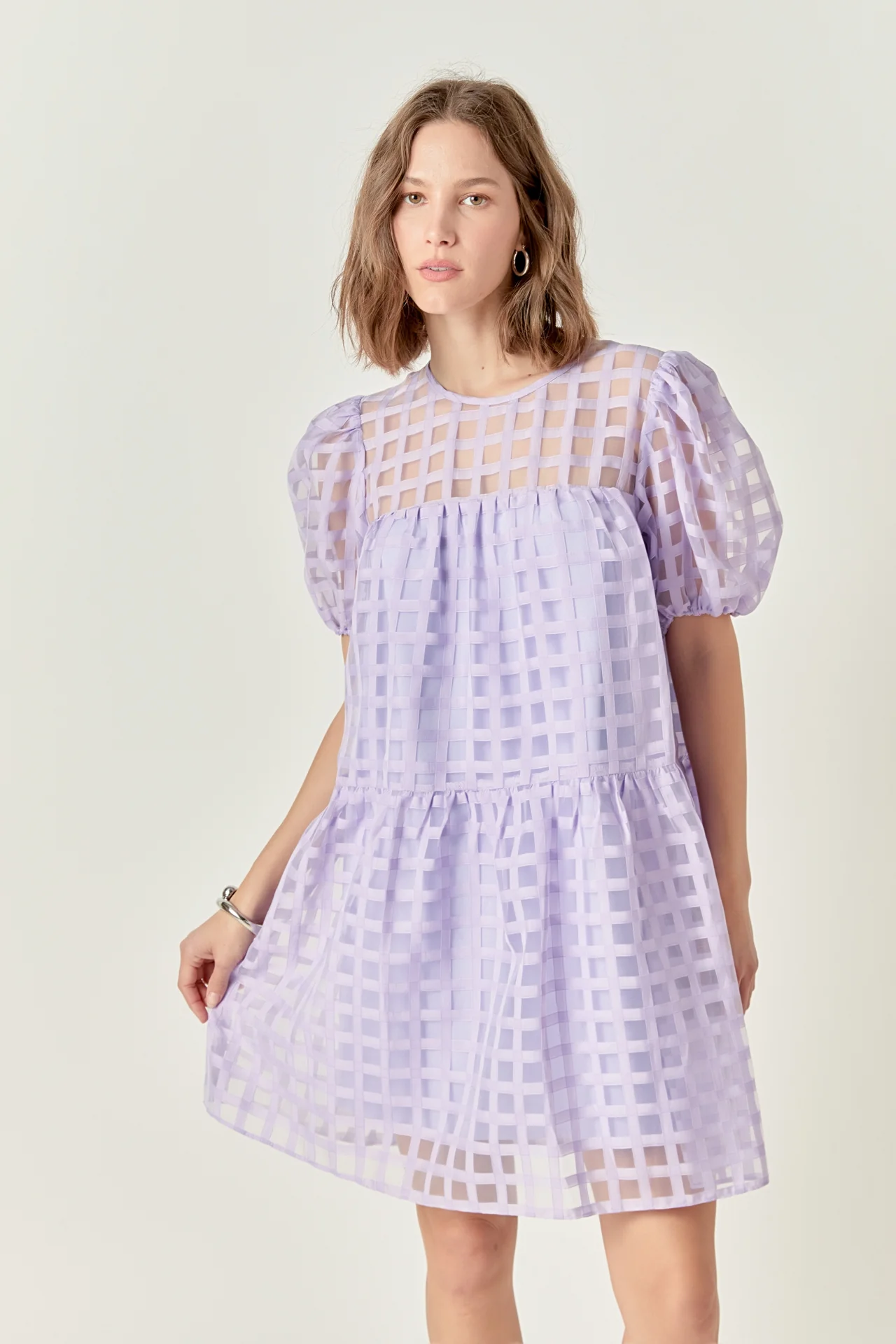 Gridded Organza Mini Dress - Image 20