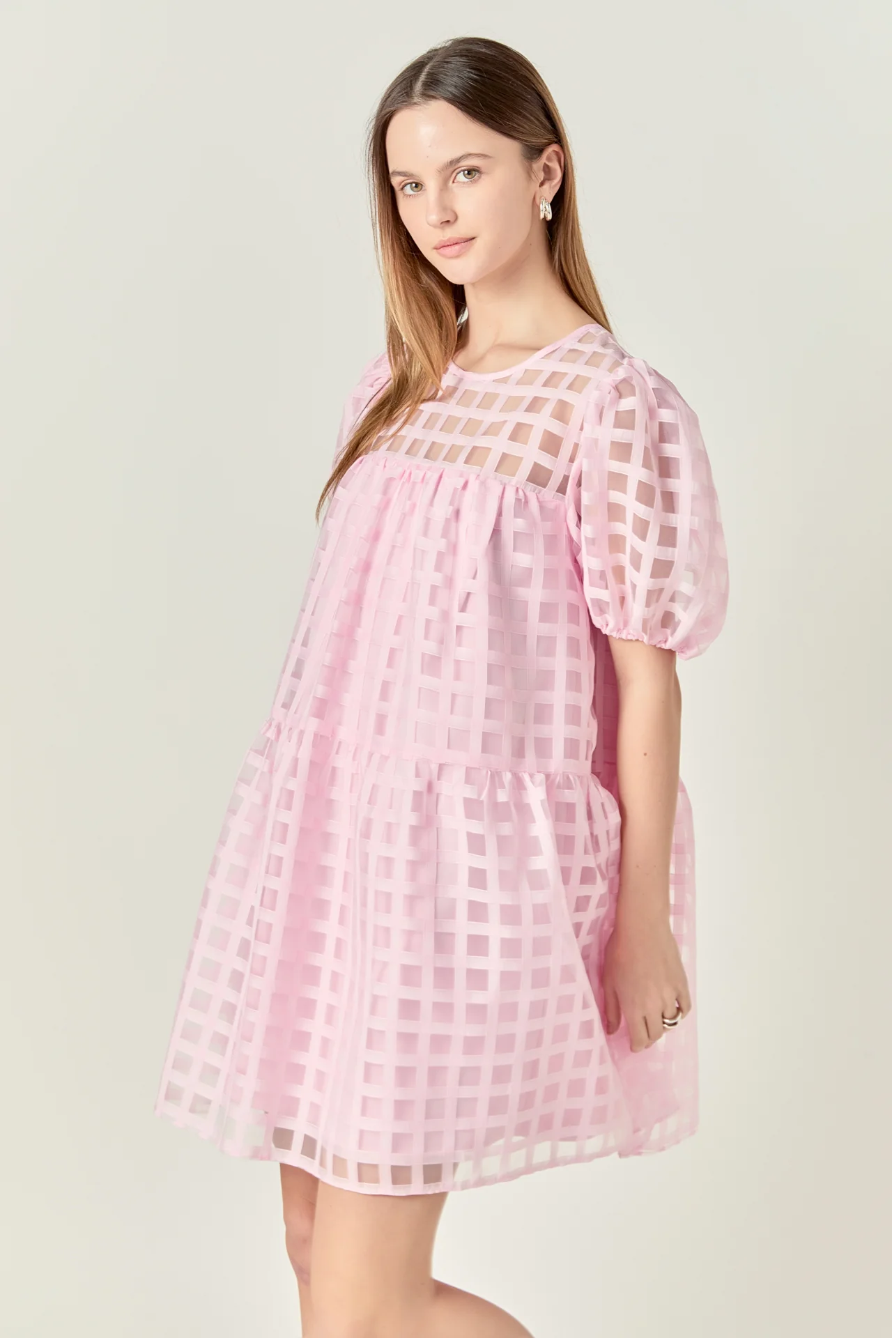 Gridded Organza Mini Dress - Image 25