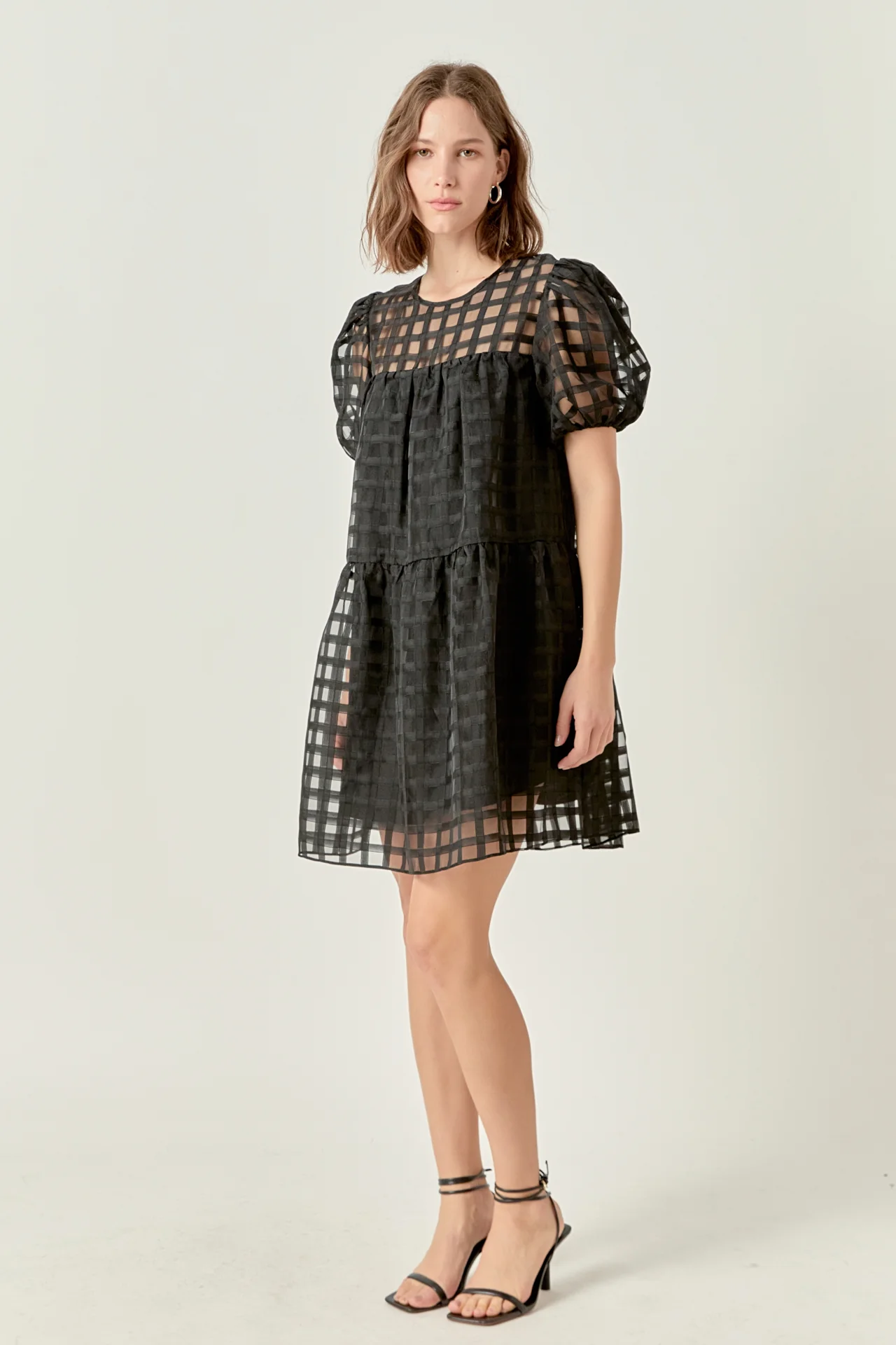Gridded Organza Mini Dress - Image 3