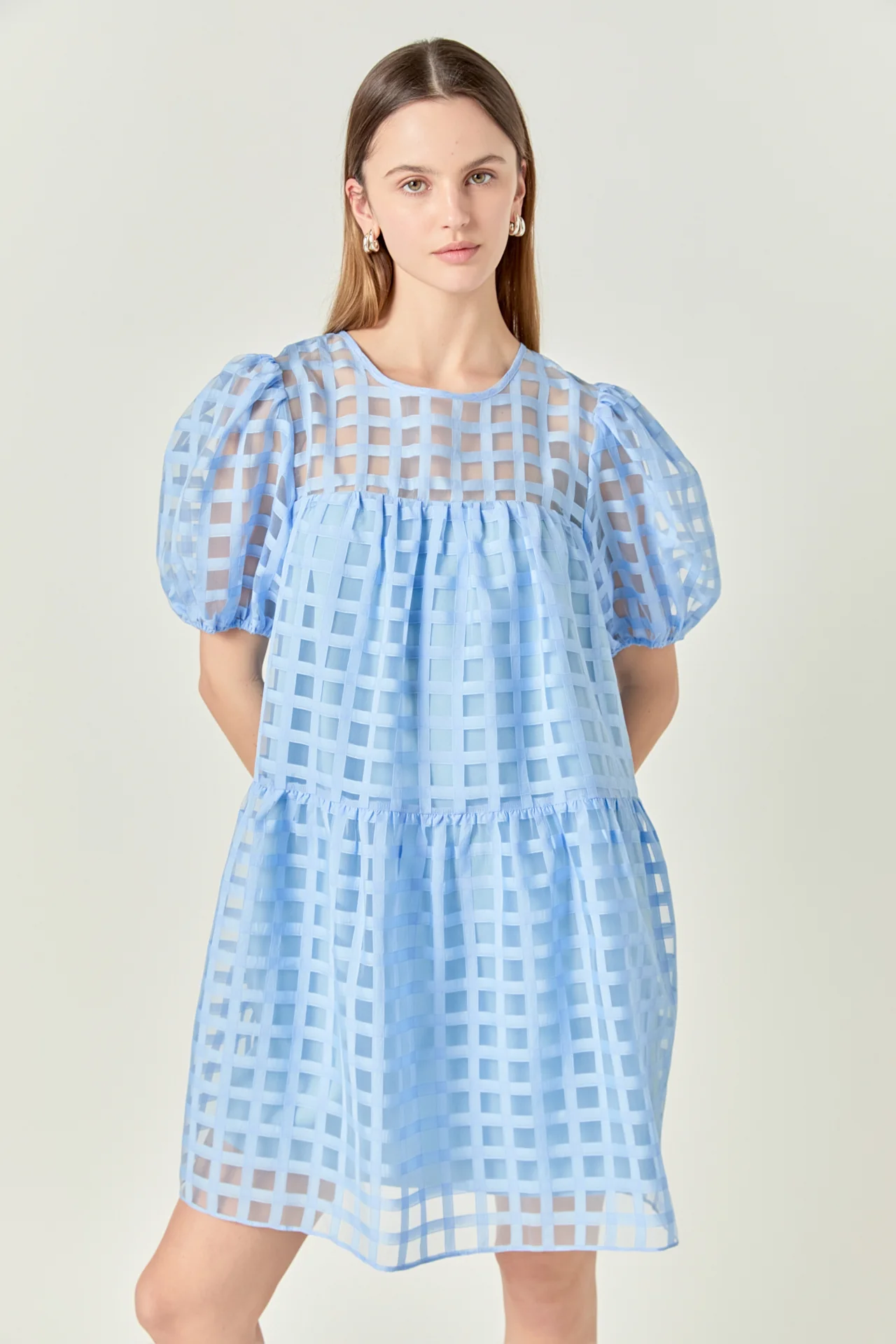 Gridded Organza Mini Dress - Image 30