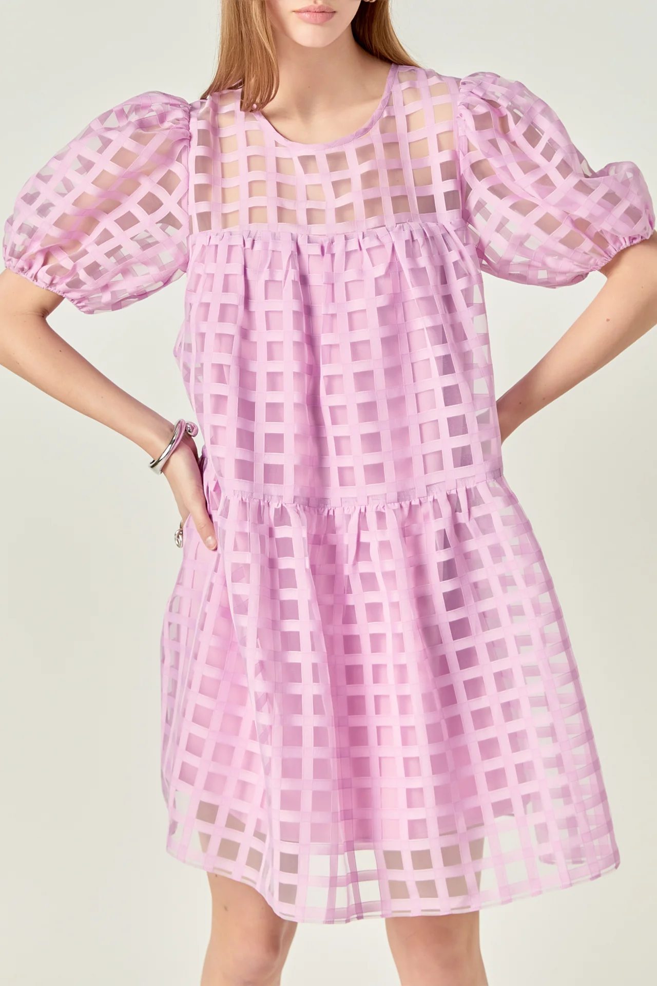 Gridded Organza Mini Dress - Image 32