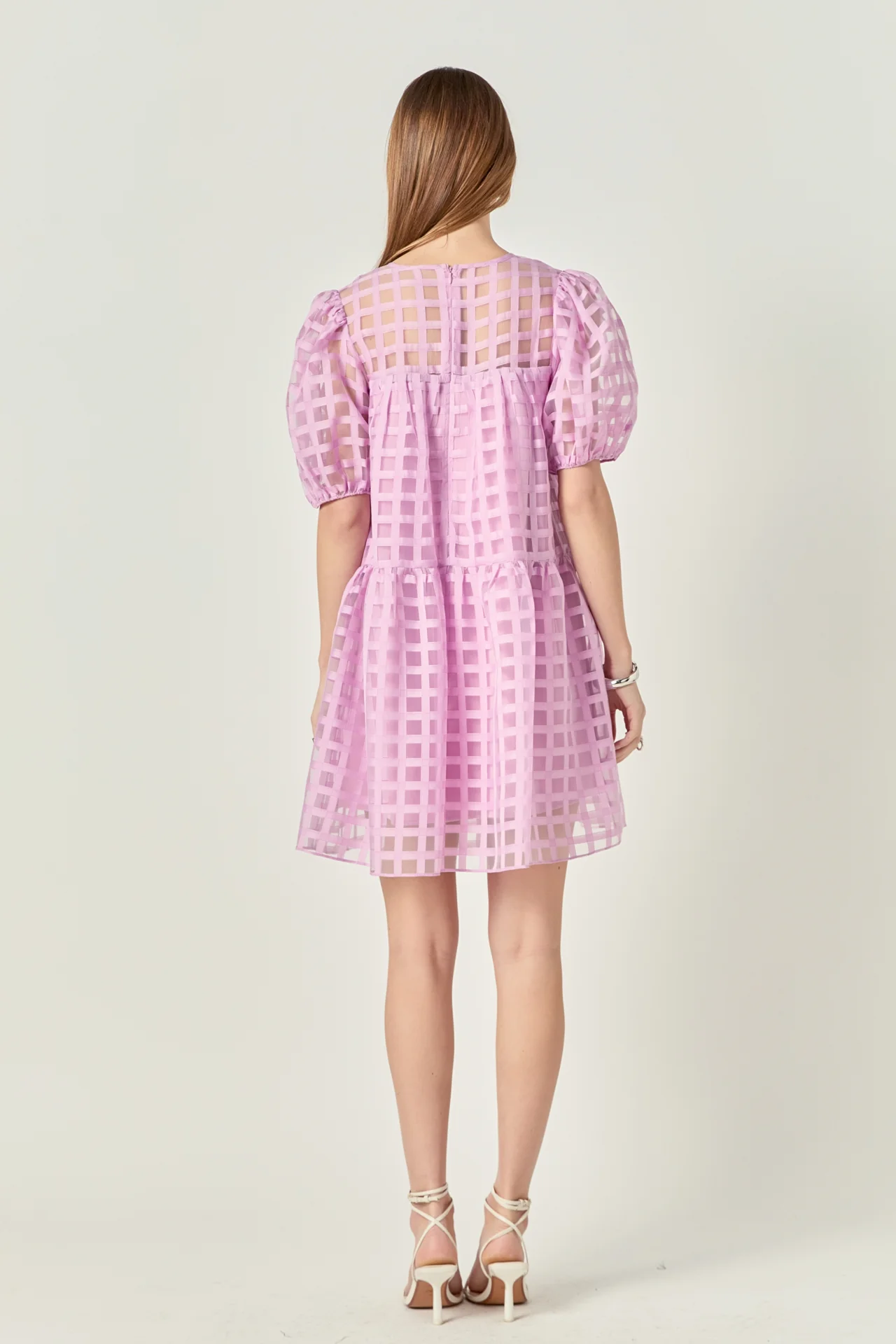 Gridded Organza Mini Dress - Image 34
