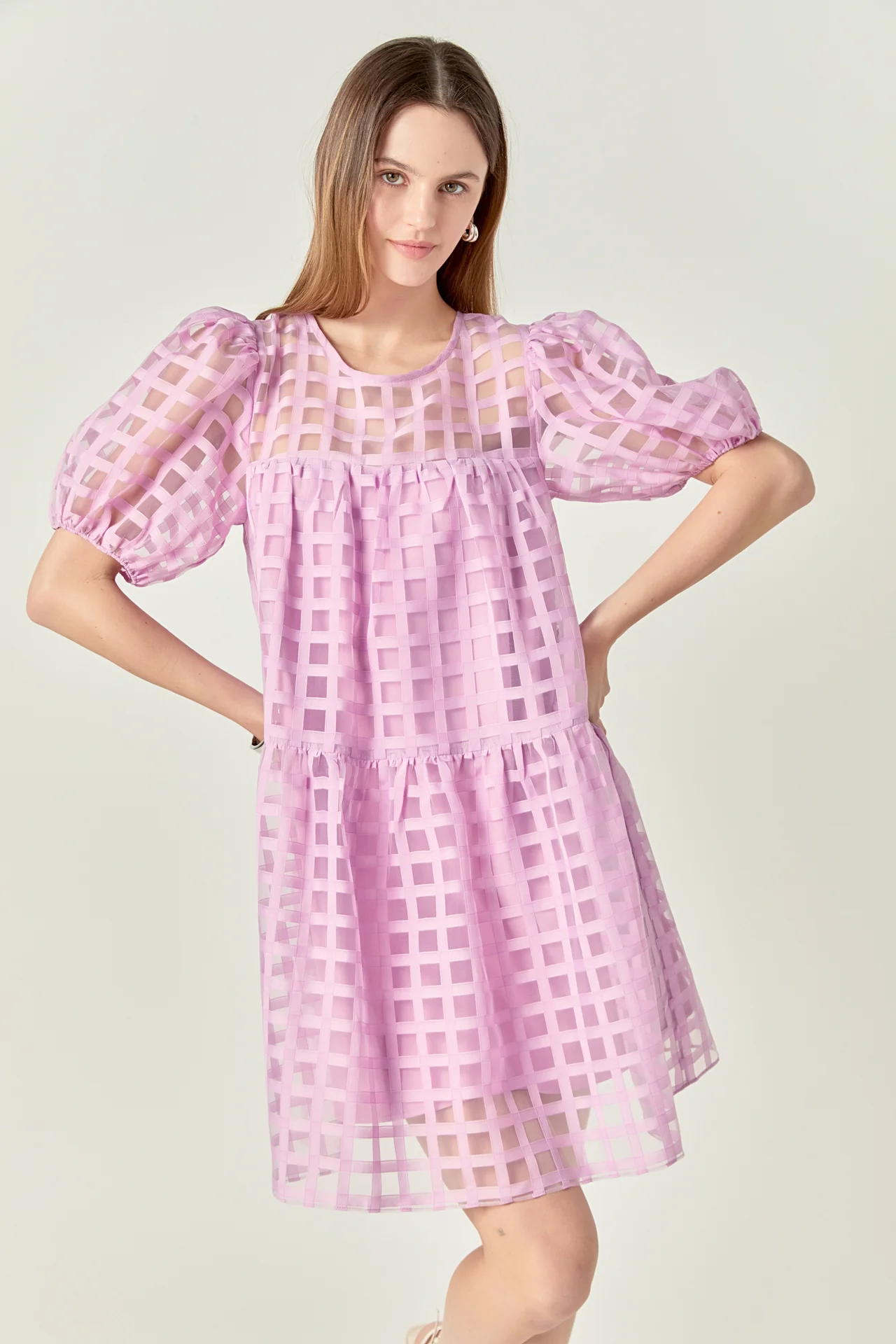 Gridded Organza Mini Dress - Image 35