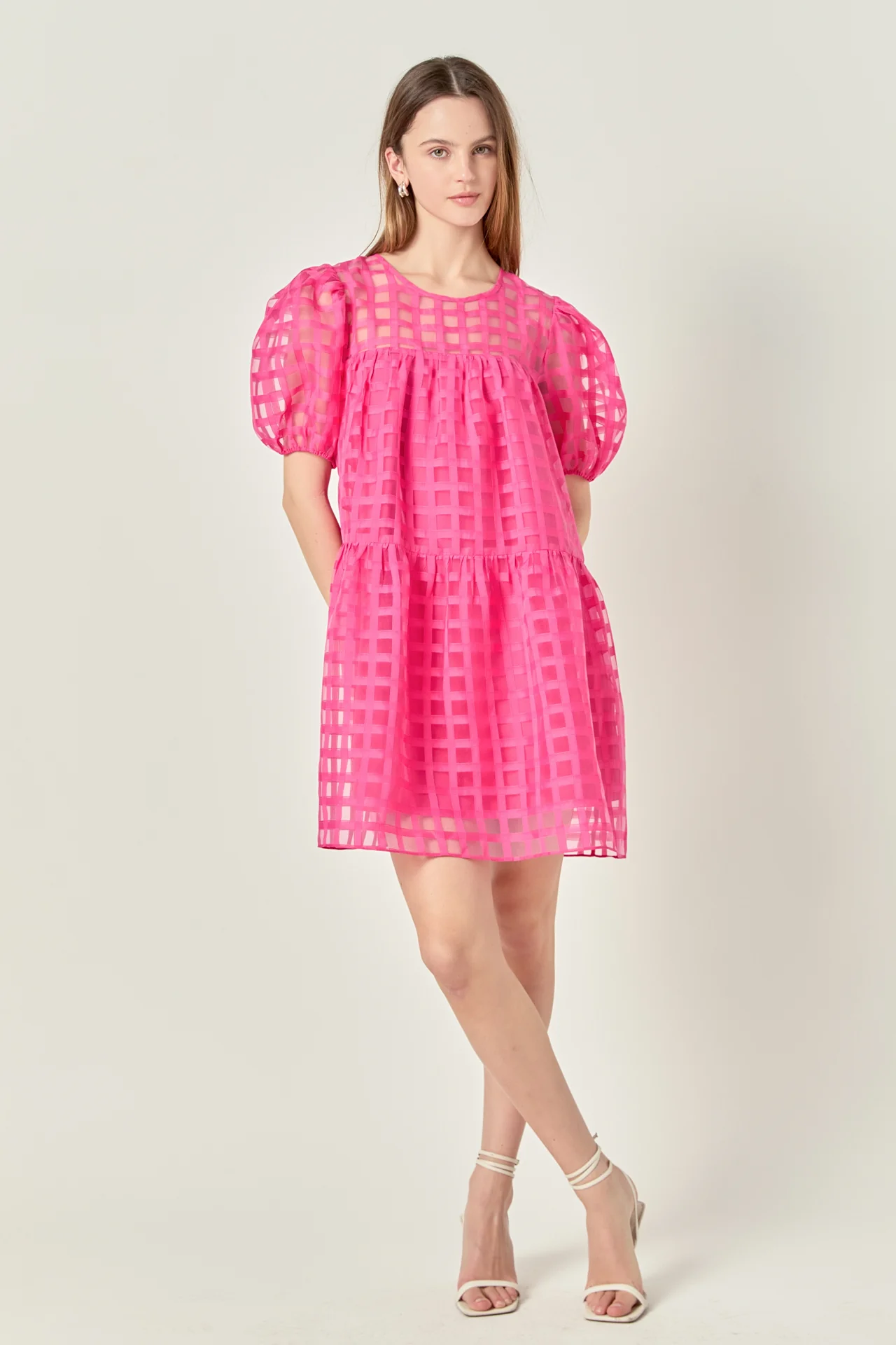 Gridded Organza Mini Dress - Image 36