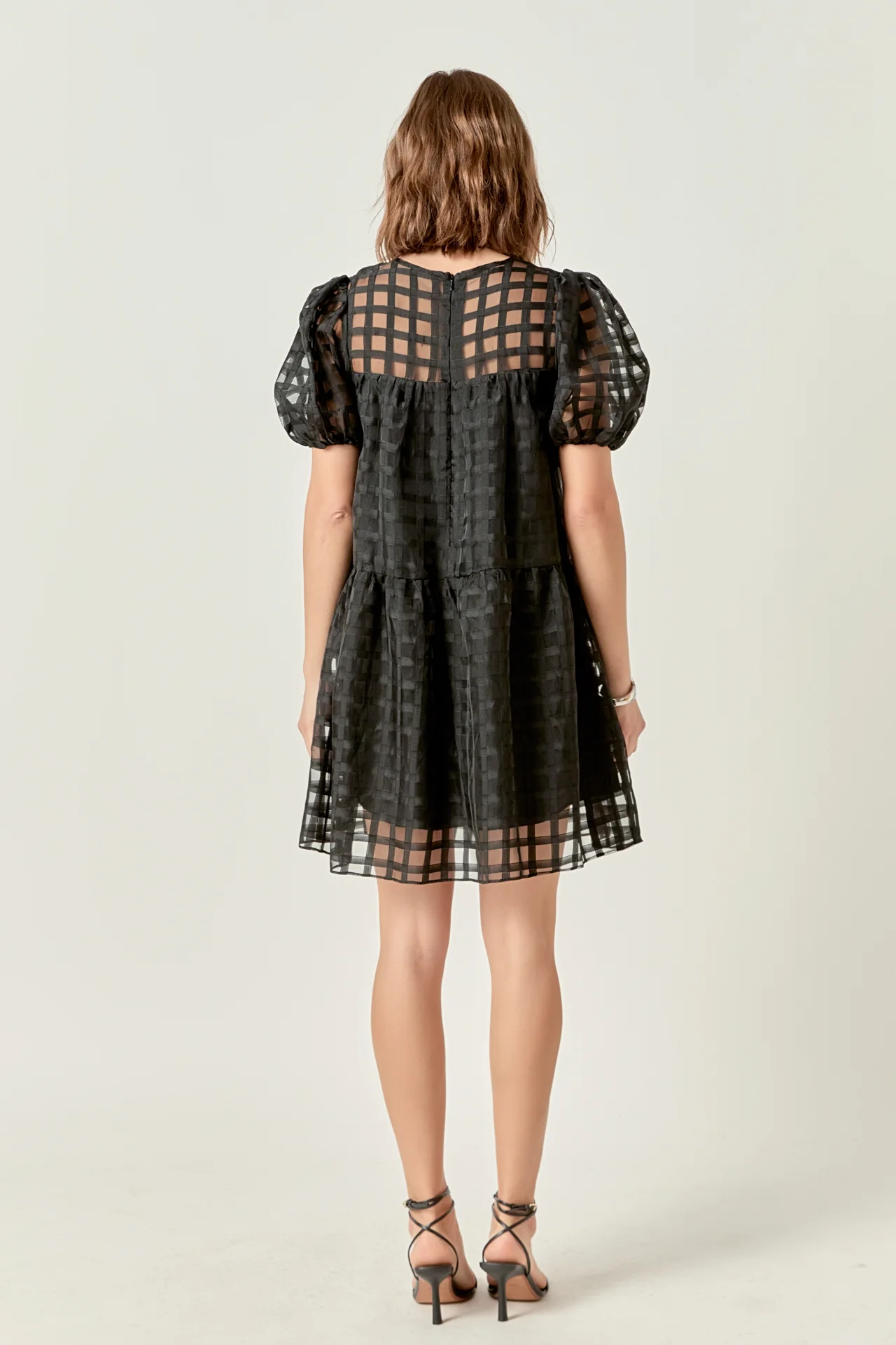 Gridded Organza Mini Dress - Image 4