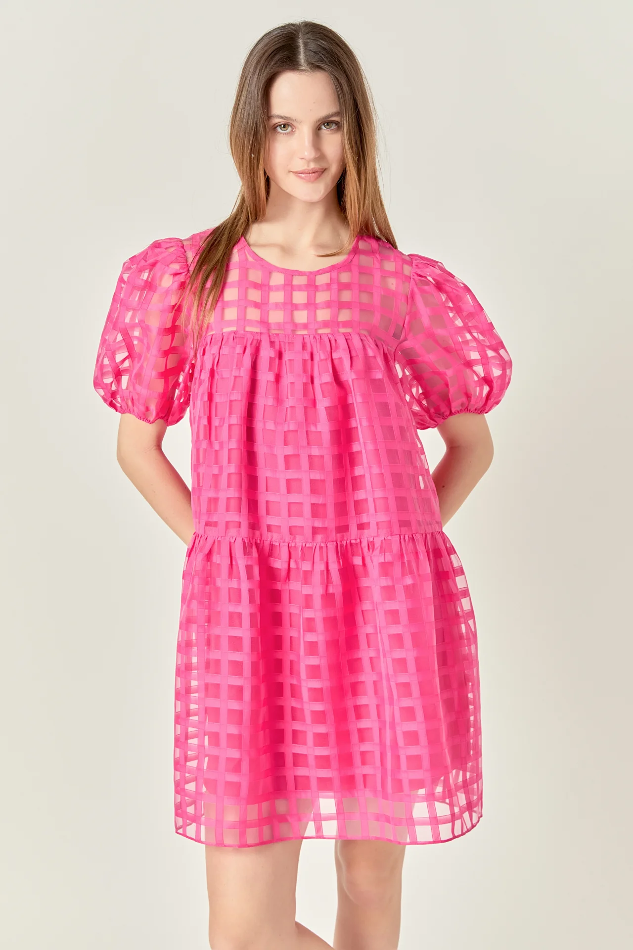 Gridded Organza Mini Dress - Image 40