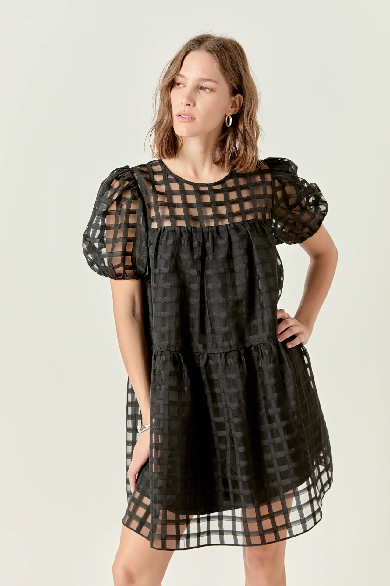 Gridded Organza Mini Dress - Image 5