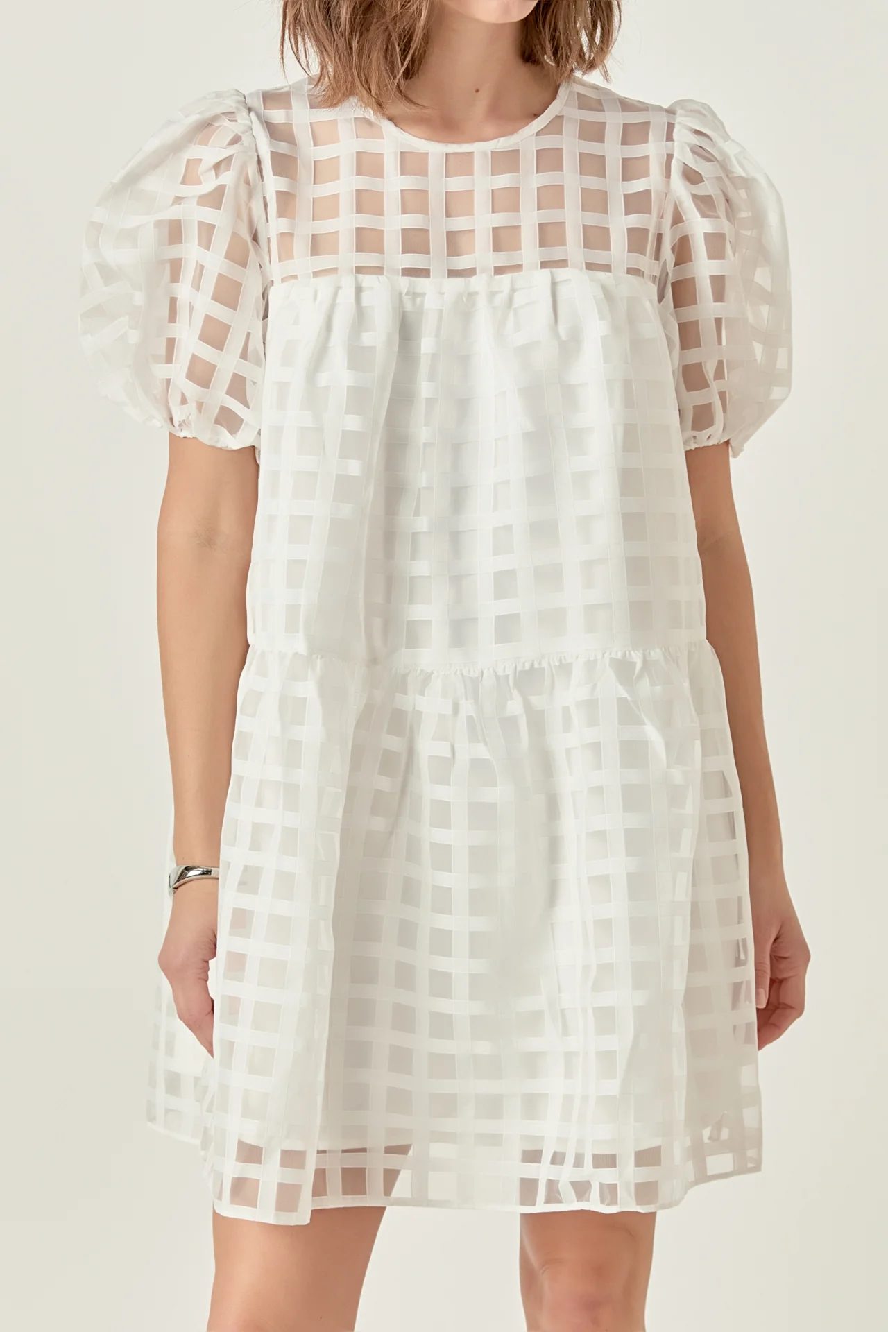 Gridded Organza Mini Dress - Image 7