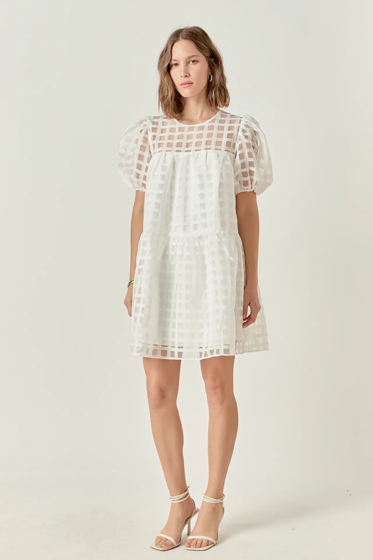 Gridded Organza Mini Dress - Image 8