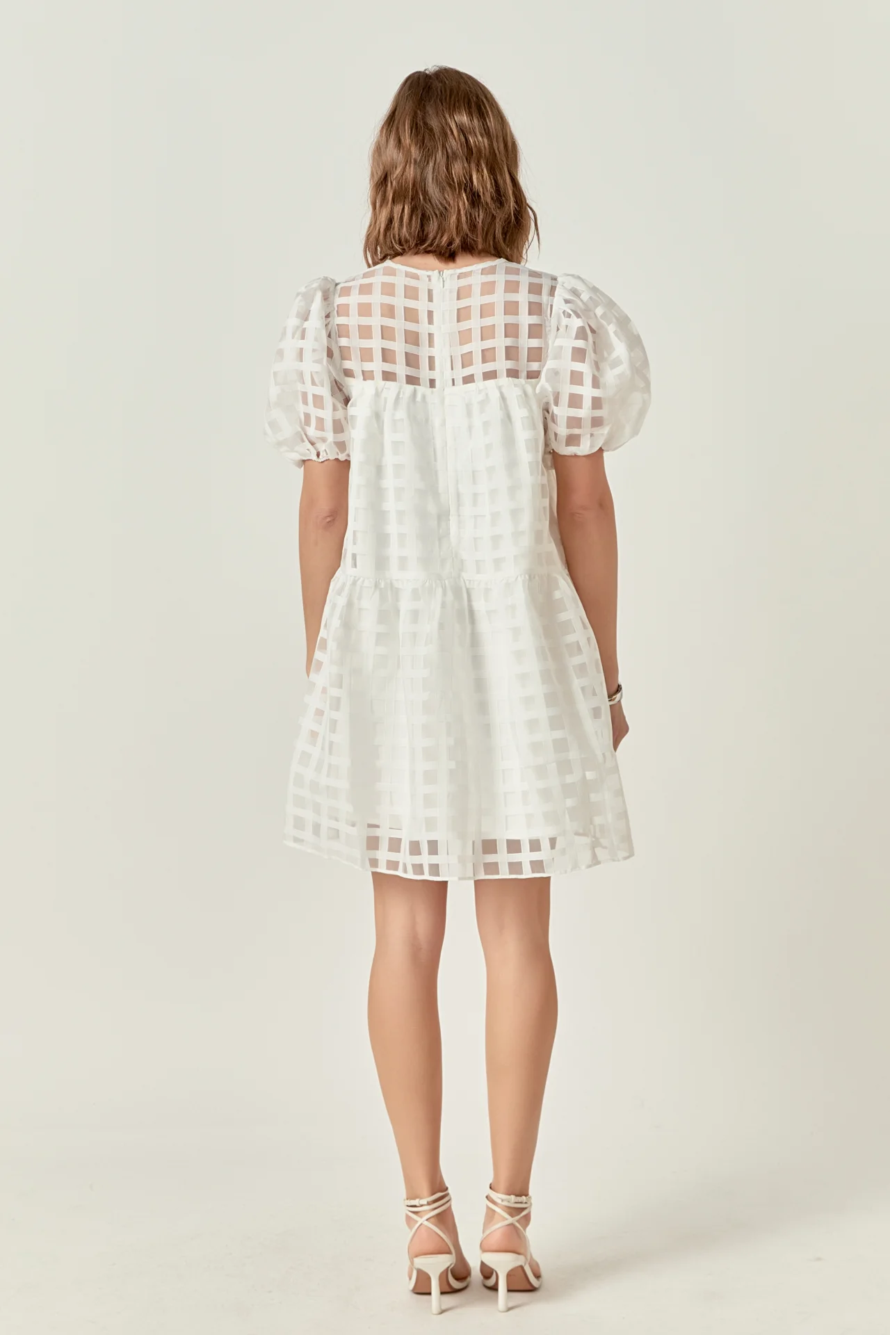 Gridded Organza Mini Dress - Image 9