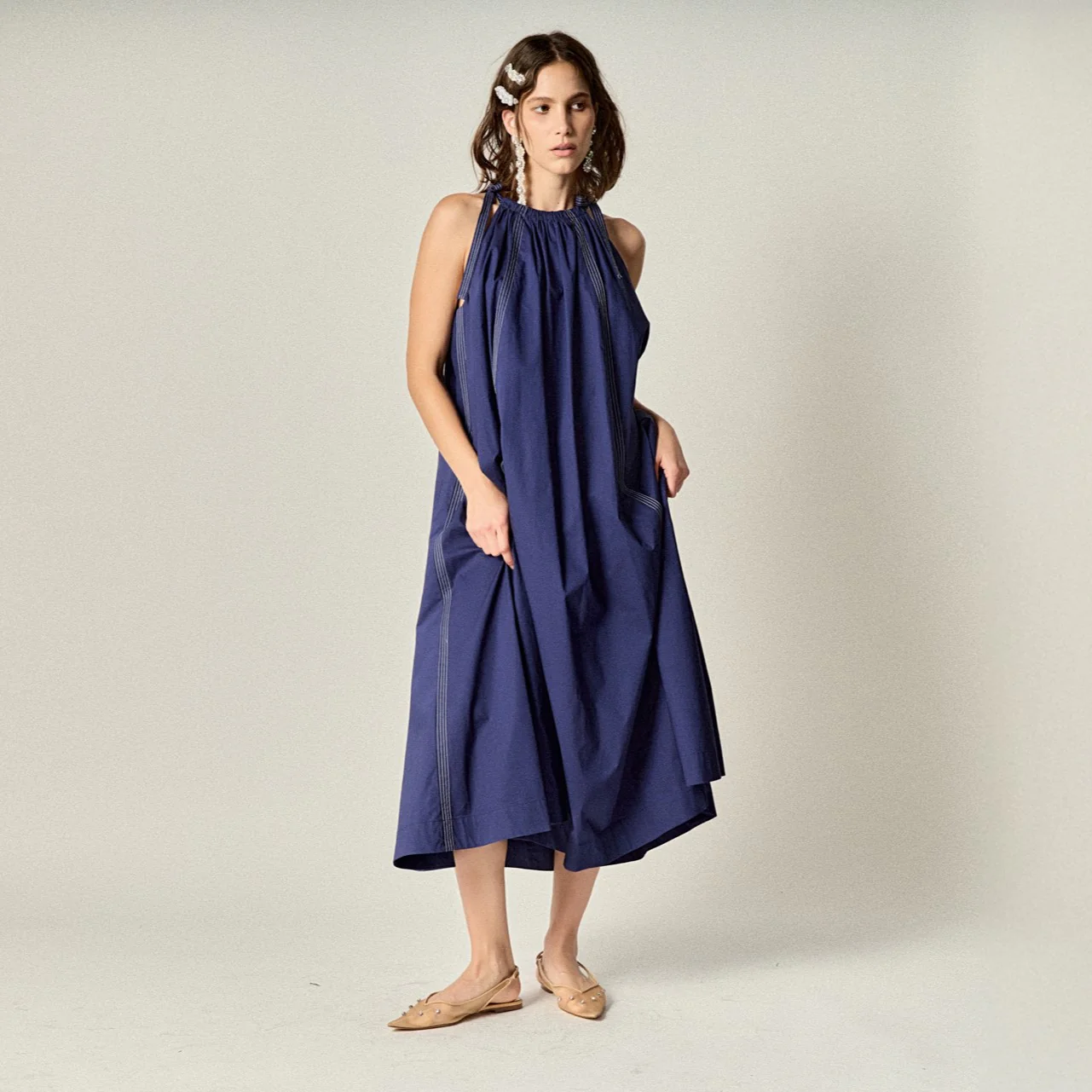 Halter Neck Tie Midi Dress - Image 8