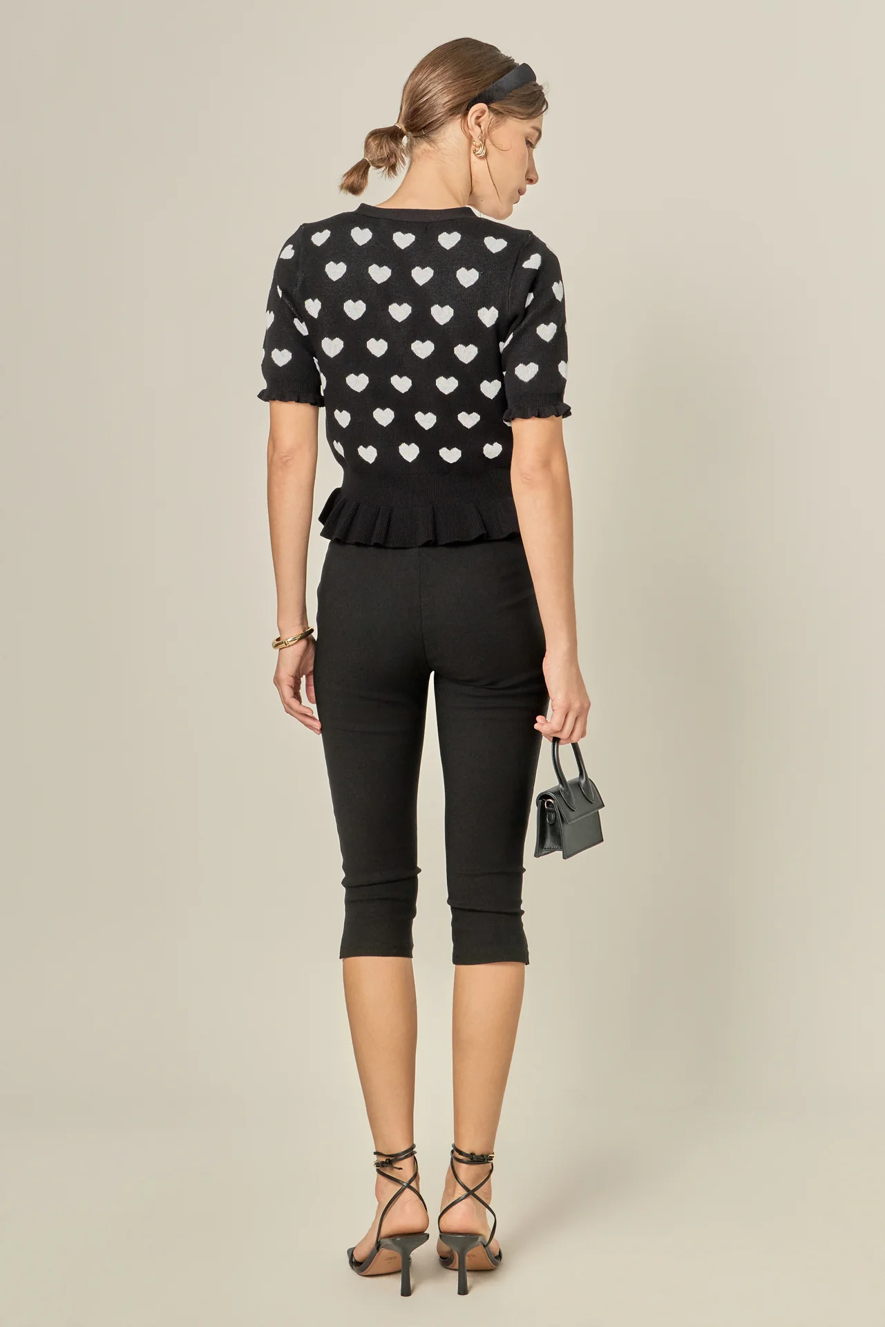 Heart Print Puff Sleeve Cardigan - Image 5