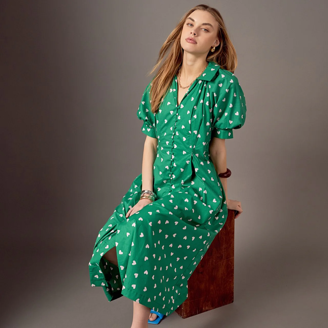 Lovelyn Heart Print Midi Dress - Image 8