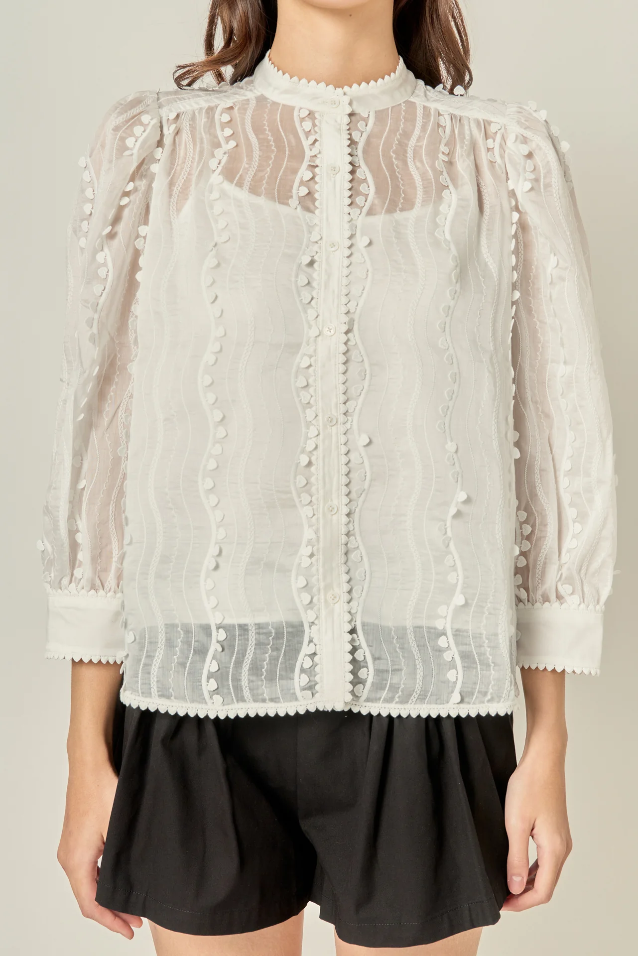 Heart Trim Sheer Blouse - Image 2