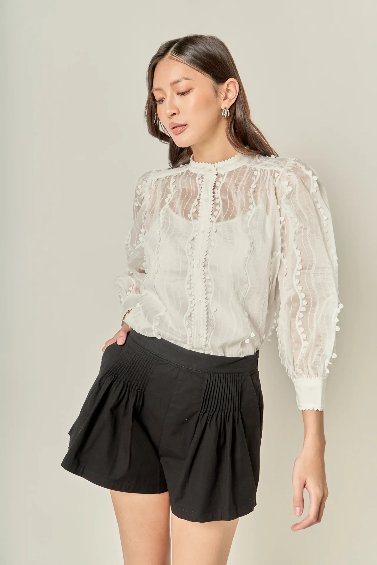 Heart Trim Sheer Blouse - Image 6