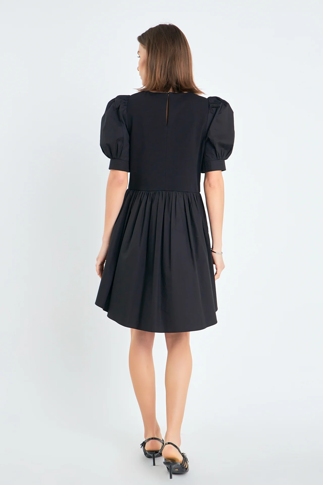 Puff Sleeve High Low Knit Combo Dress - Image 19