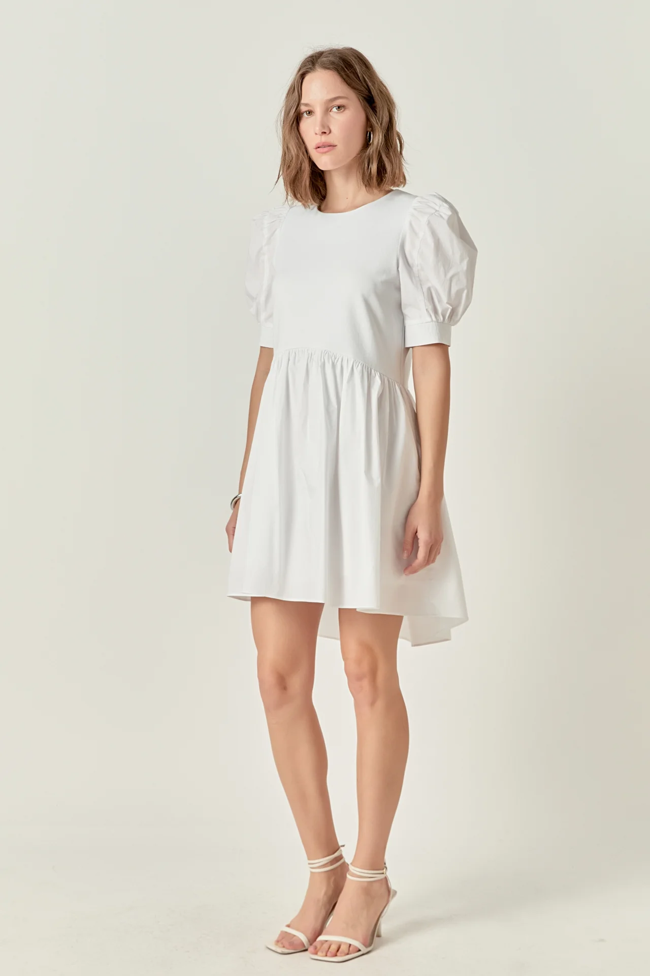 Puff Sleeve High Low Knit Combo Dress - Image 3