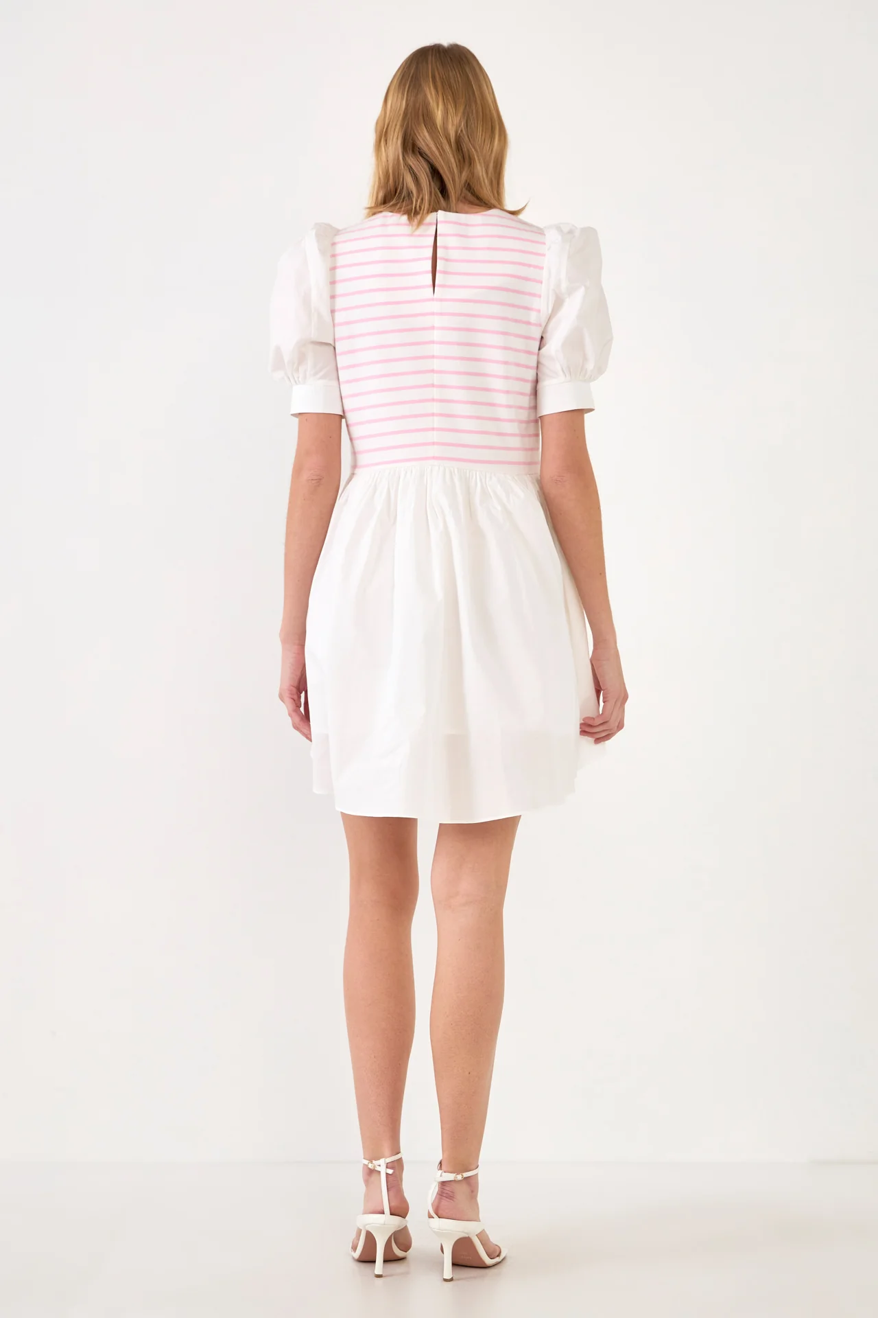 Puff Sleeve High Low Knit Combo Dress - Image 34