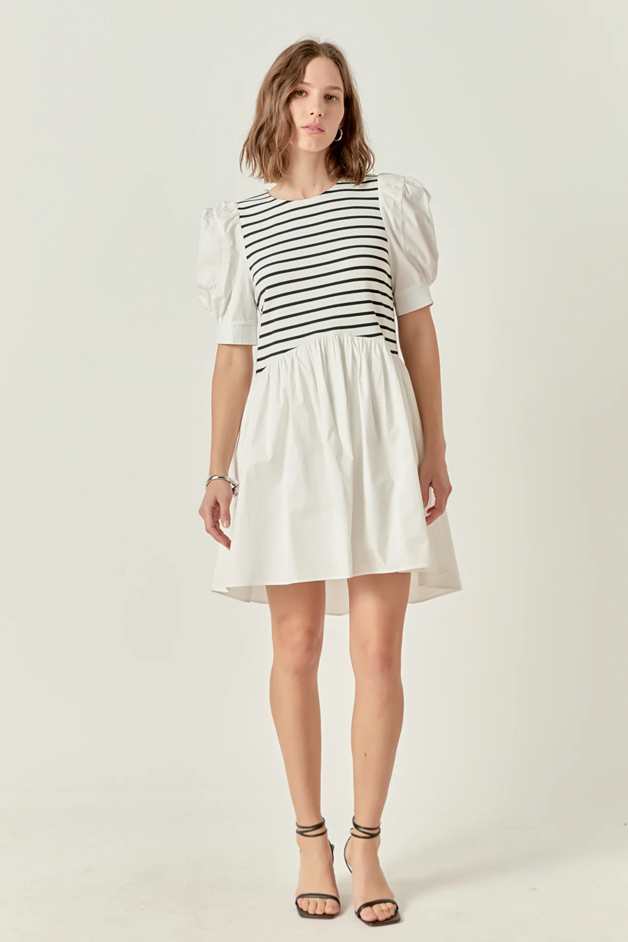 Puff Sleeve High Low Knit Combo Dress - Image 6